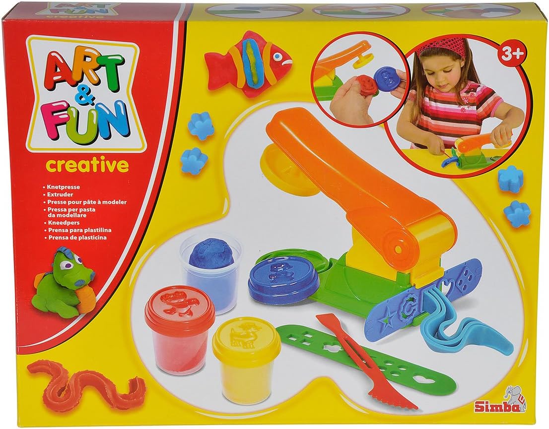 Simba Art & Fun Dough Press, 3 x 50g Modelling Dough with Templates and Knife for Kids 3+