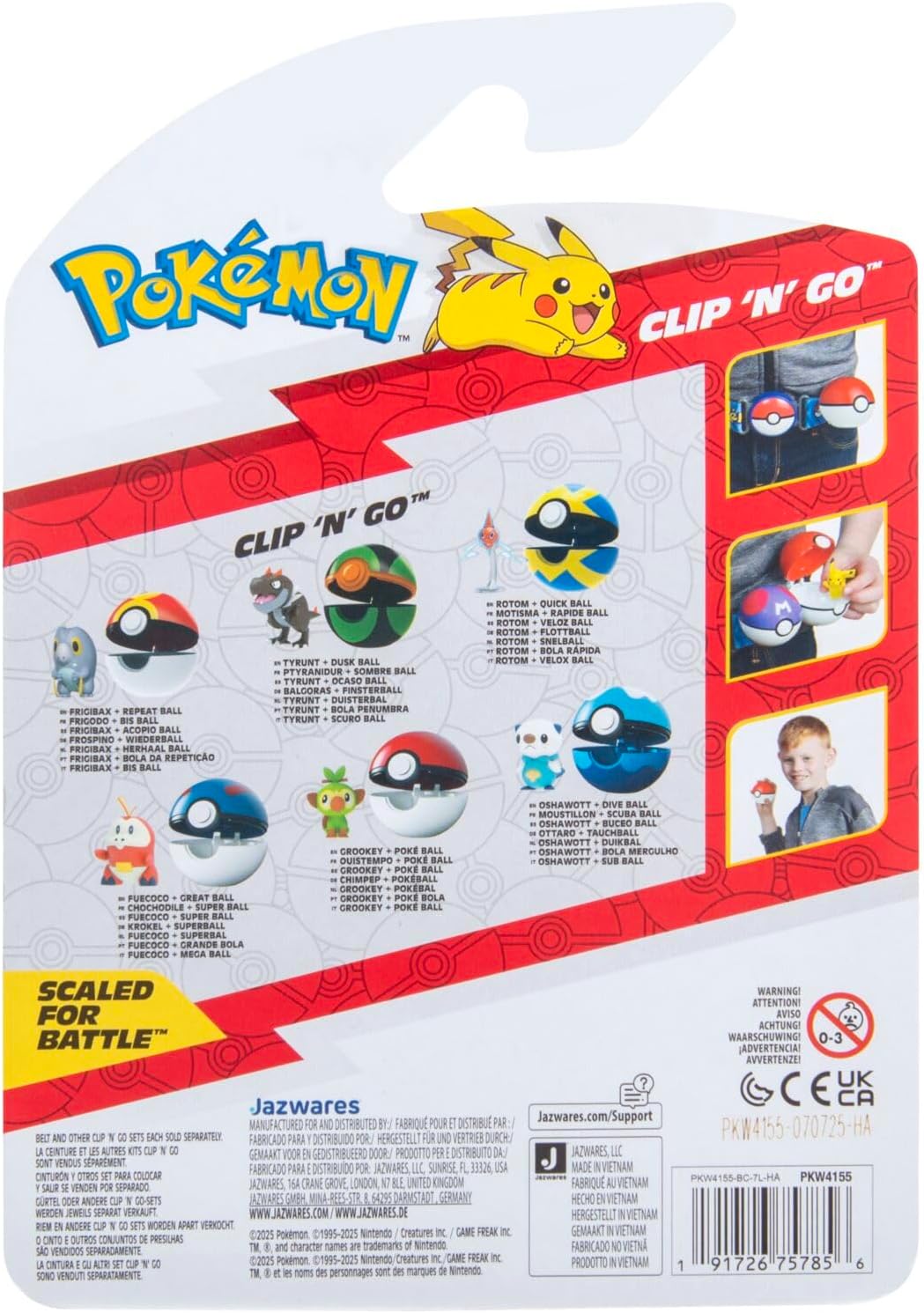 Pokemon Clip n Go - Rotom with Quickball, Action Figures, Official Detailed Figurines, Collectibles, Figure with Poke Ball, 4 Years+