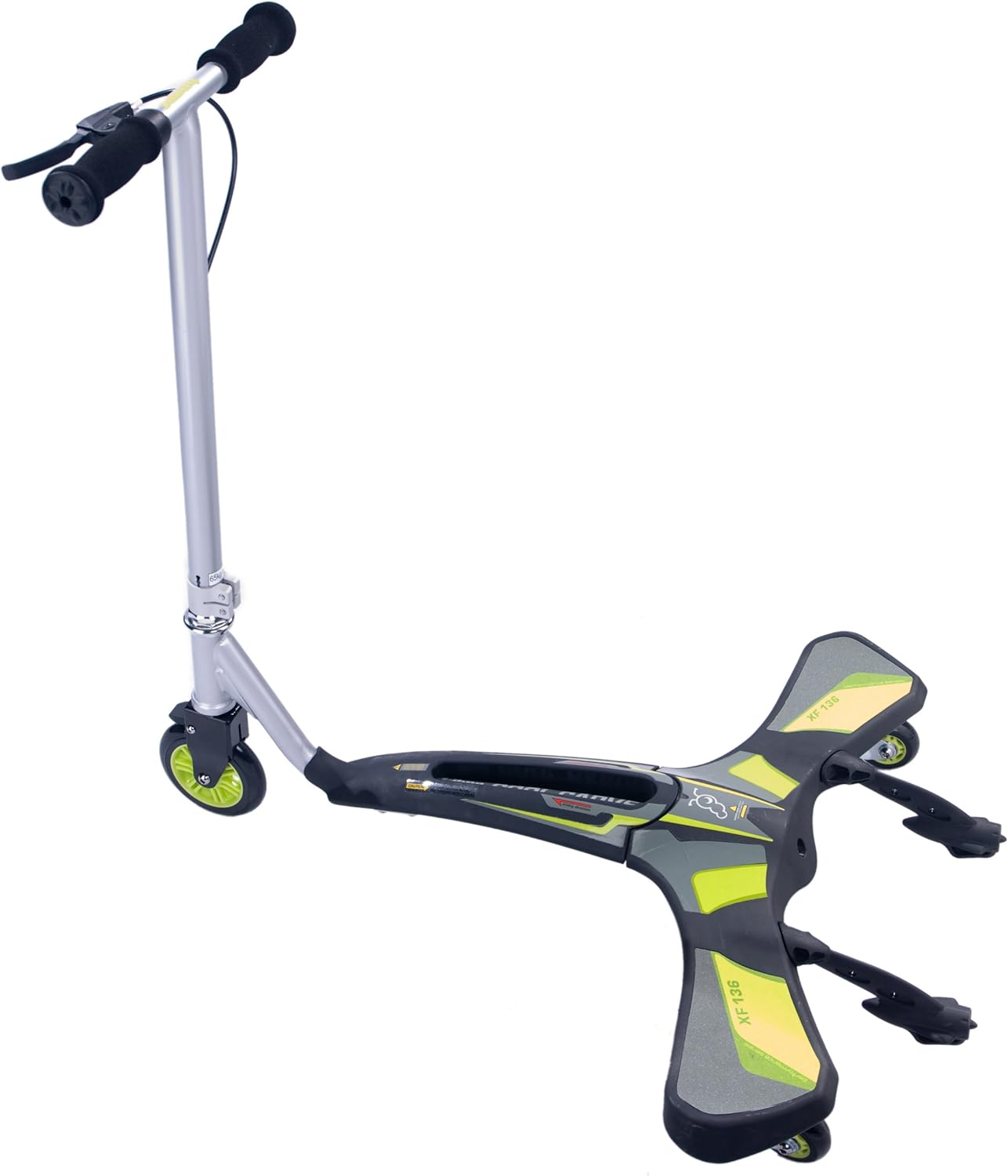 سكوتر JD Bug Cool Carver ثلاثي العجلات، هيكل معدني قابل للطي، عجلة أمامية من البولي يوريثان مقاس 5 بوصات، عجلات خلفية دوارة مقاس 3 بوصات، سعة تحميل 65 كجم، مناسب للأعمار من 5 سنوات فما فوق، سكوتر