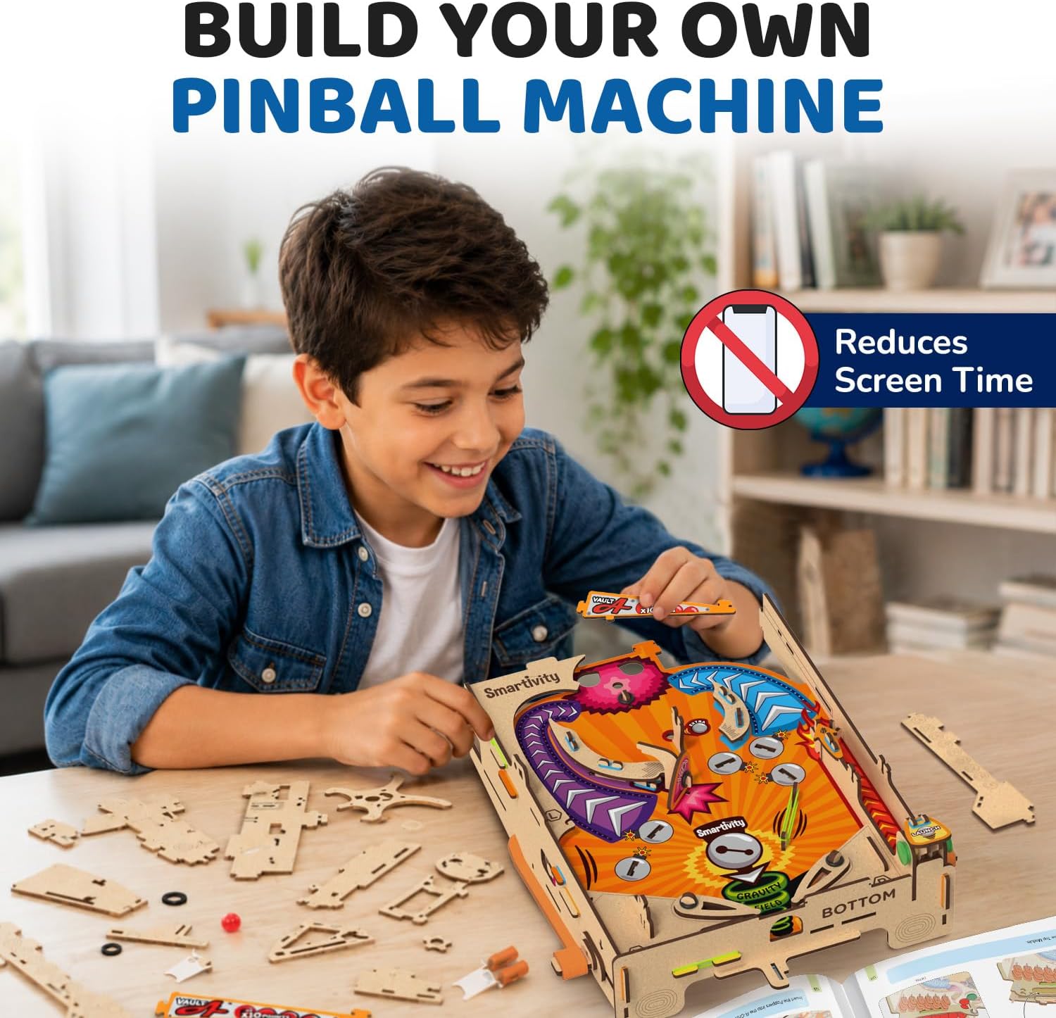 Smartivity Pinball Machine STEM DIY Fun Toy, Educational & Construction based Activity Game Kit for Kids 8 to 14, Best Gift for Boys & Girls, Learn Science Engineering Project