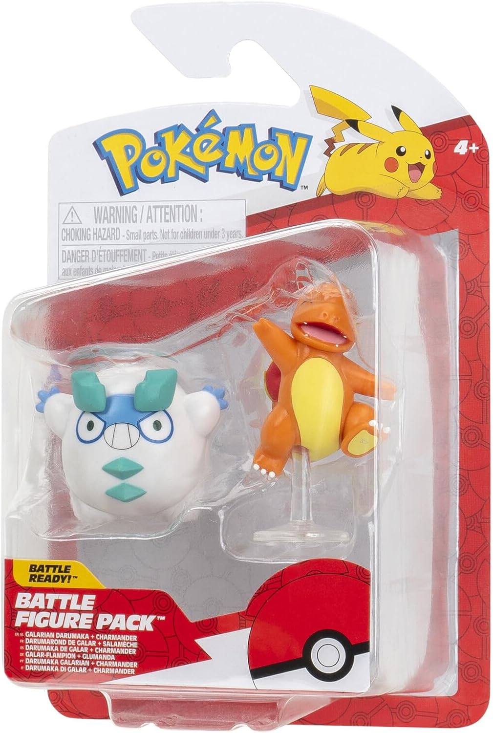 Pokemon Battle Figure Galarian Darumaka & Charmander, Official Detailed Action Figures, Play Figurines for Kids, Toy Gift