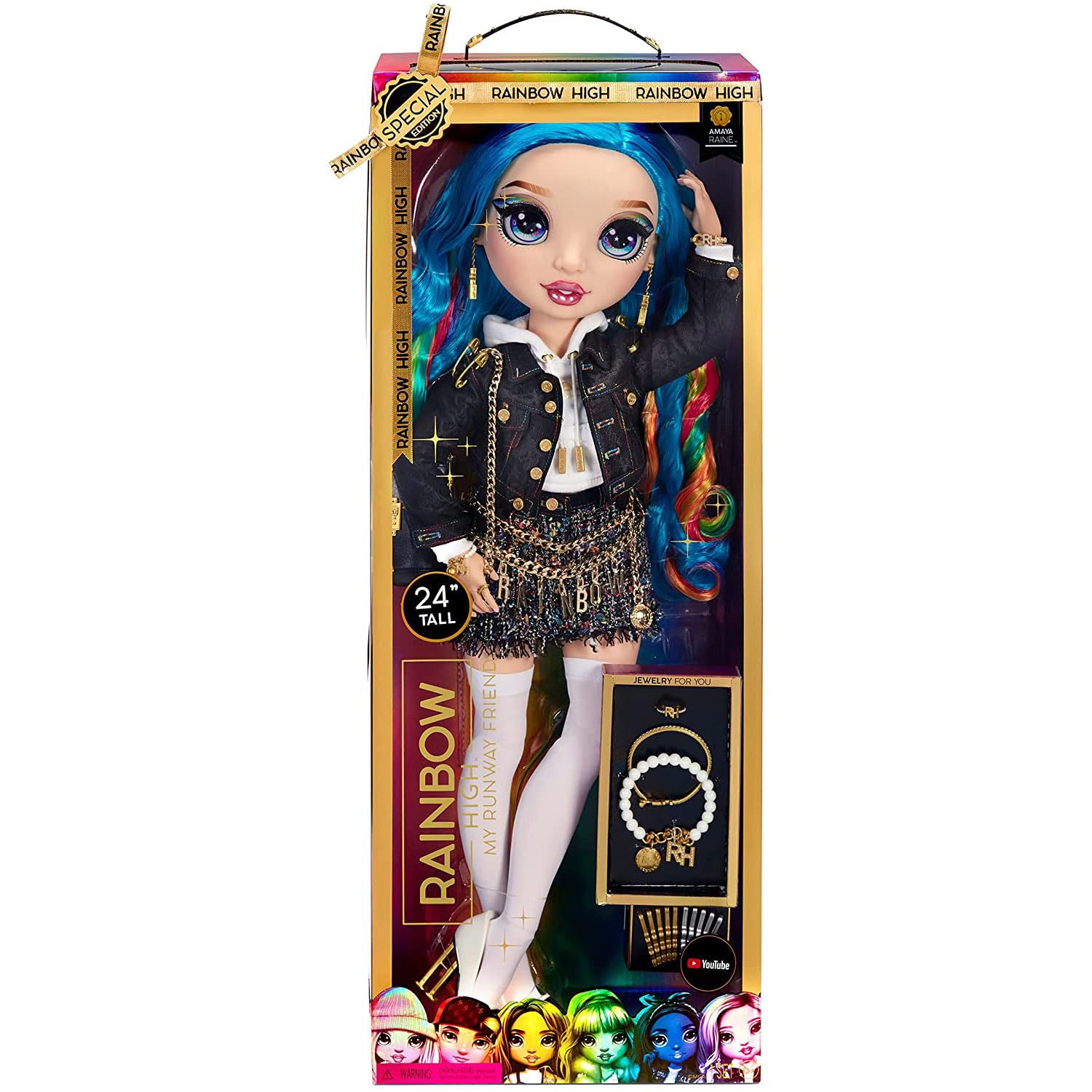 Rainbow High Amaya Raine 24-Inch Fashion Doll, Posable Arms & Legs, Removable Outfit, 14-Inch Brushable Rainbow Hair, 25+ Accessories & Styling Tools, Collectible Toy for Kids Ages 6+
