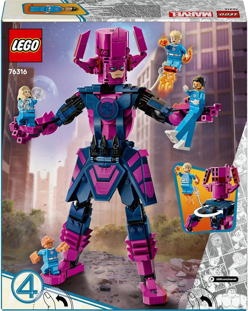 LEGO Marvel Fantastic Four vs. Galactus Construction Figure - Building Toy with Reed Richards, Invisible Woman, The Thing & Human Torch Minifigures - Movie Set for 9+ Year Old Boys & Girls - 76316