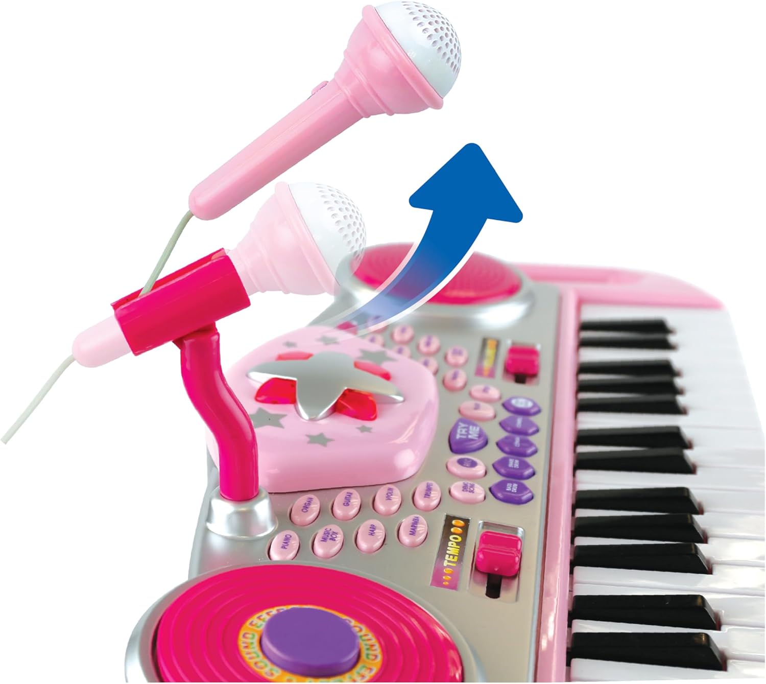 Winfun Keyboard Rock Star Set | 37-Key Kids Musical Toy with Light-Up Keys, Mic, DJ Pad & Stand | 8 Rhythms, 5 Drum Sounds & Tempo Control | Interactive Educational Music Toy for Kids 3+ Years