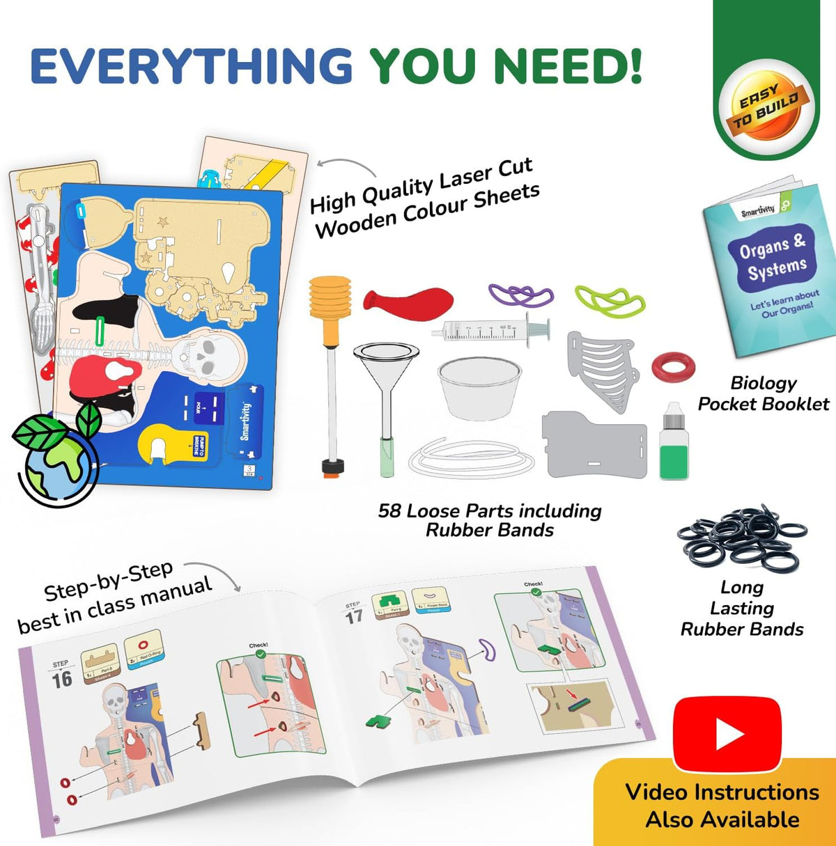 Smartivity Interactive Human Body Model for Kids 8-14 Years I Dynamic Body Parts & Organs + Learning Booklet | Birthday Gift for Boys & Girls | Educational Toy for 8,9,10,11,12,13,14 Years