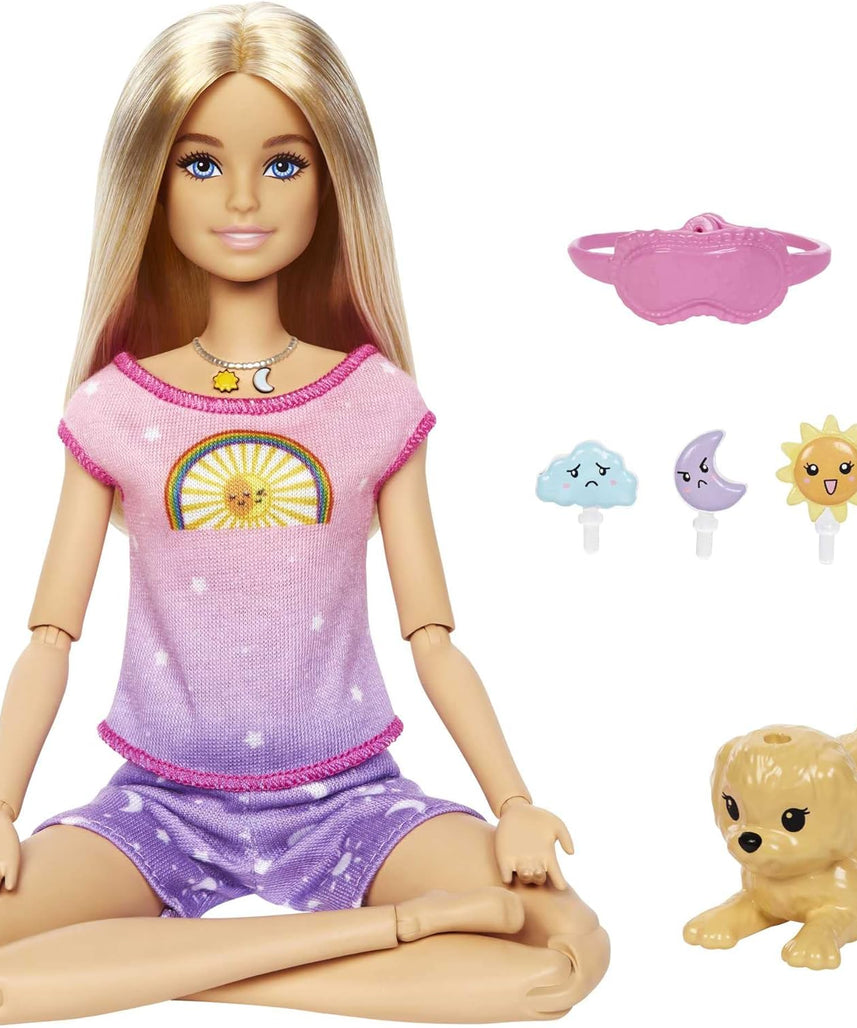 Barbie Self-Care Rise and Relax Doll, Light Skin Tone, Mindfulness Playset, Relaxation Theme, Includes Accessories, Ages 3+, Model HCN08