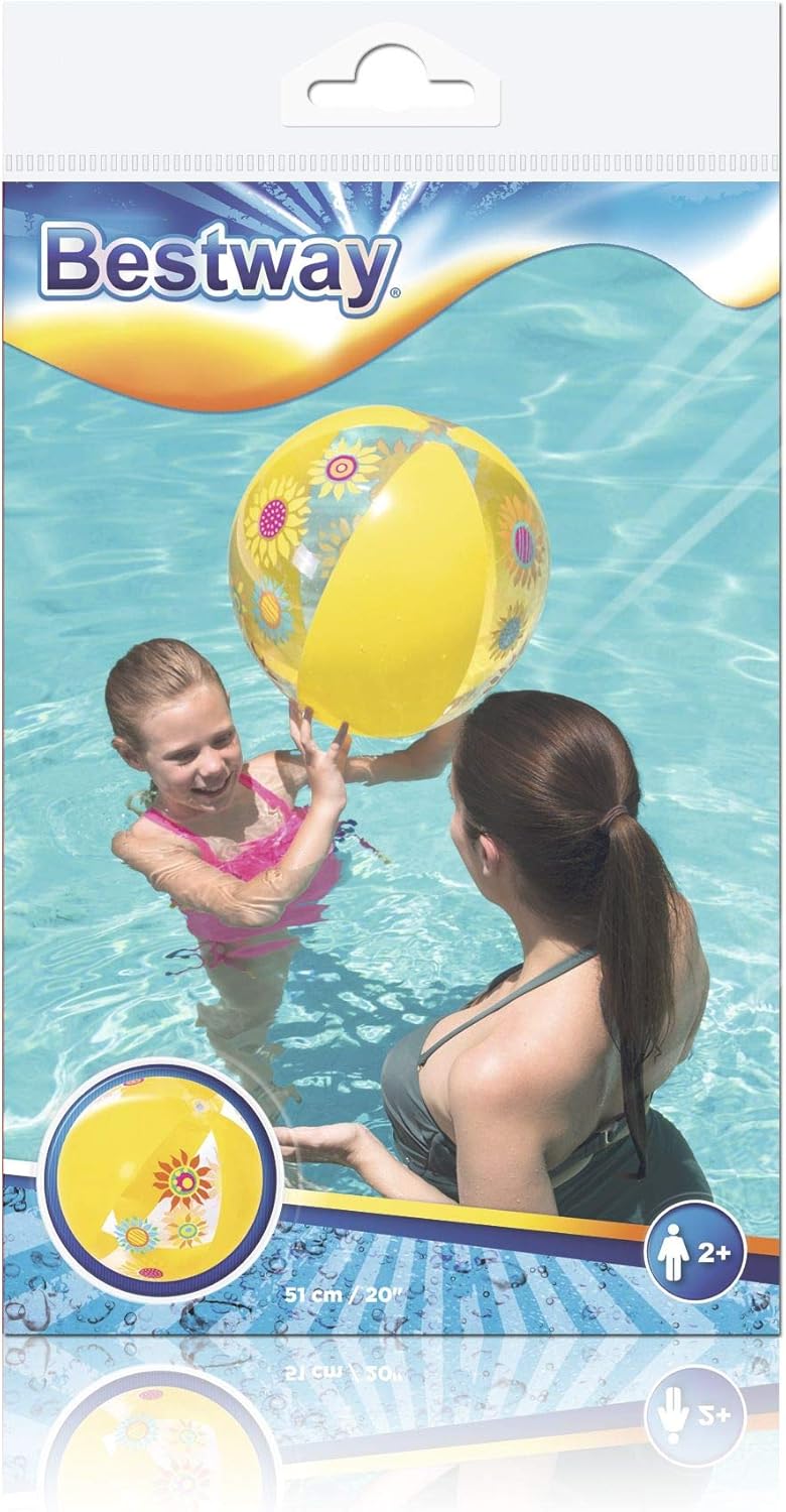 Bestway Designer Beach Ball, Assorted Color, 51 cm, 26 31036, Multi -Colour
