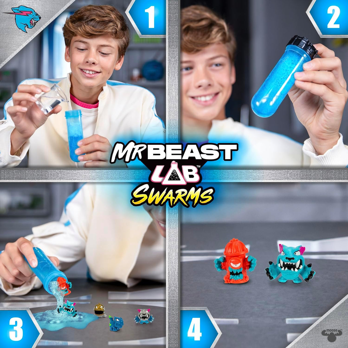 MrBeast Lab Swarms Mega Lab 12 Pack Vipermite, Add Water Shake & Reveal 12 Micro Collectible Figures, Guaranteed Special Edition Panther, Over 100 MrBeast Characters to Collect, Rare Hyperchrome Chase