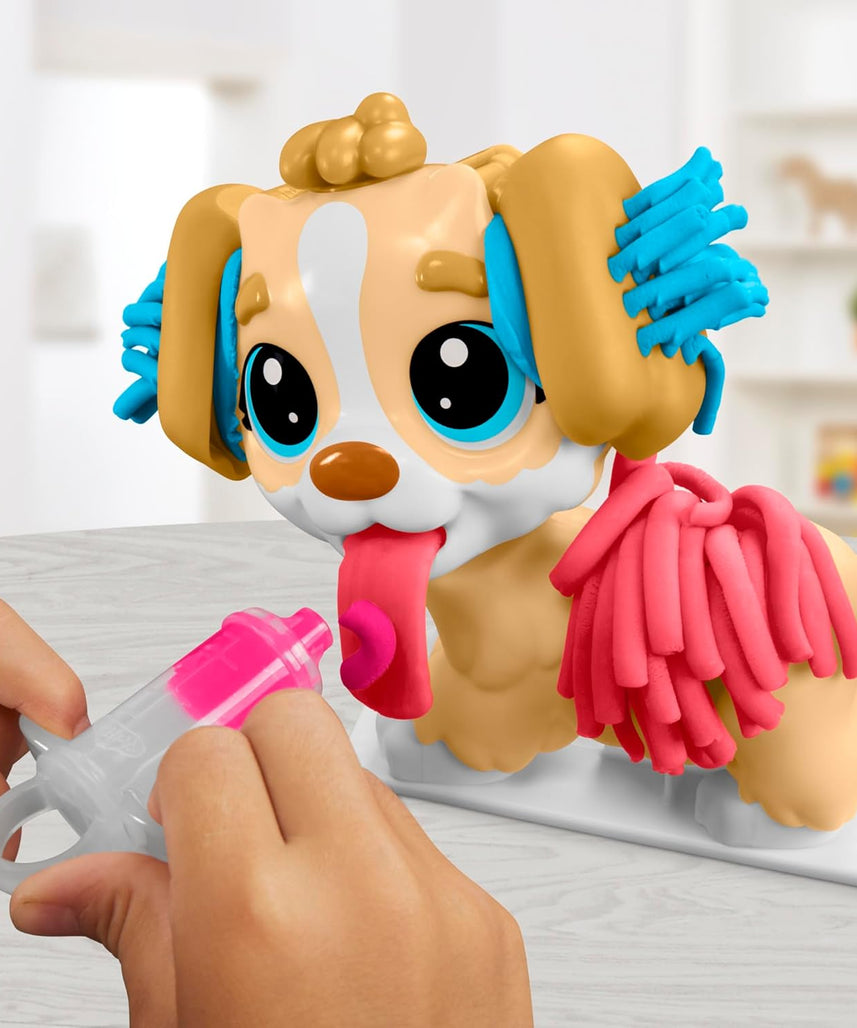 مجموعة لعب بلاي دوه للعناية والحمل البيطري، كلب لعبة، 10 أدوات بيطرية، 5 ألوان مركبة للنمذجة، حامل تخزين، مجموعة أدوات بيطرية تظاهرية، فنون وحرف غير سامة، للأطفال من سن 3 سنوات فما فوق