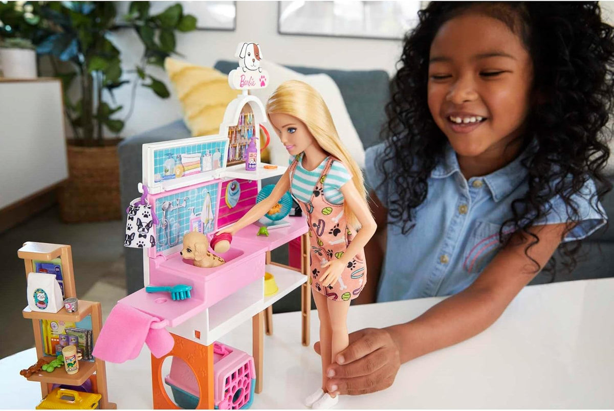 Barbie Doll and Pet Boutique Playset with 4 Pets and Accessories, for 3 to 7 Year Olds