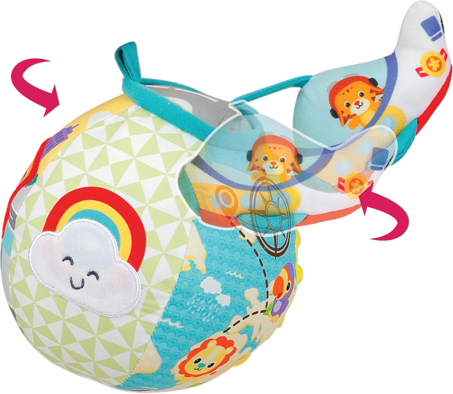 Winfun Lil Traveller Activity Ball Sensory Travel Toy for Baby Boys and Girls Ages 3 Months and Up Fine Motor Skill Development with Sounds Textures and Stroller Clip