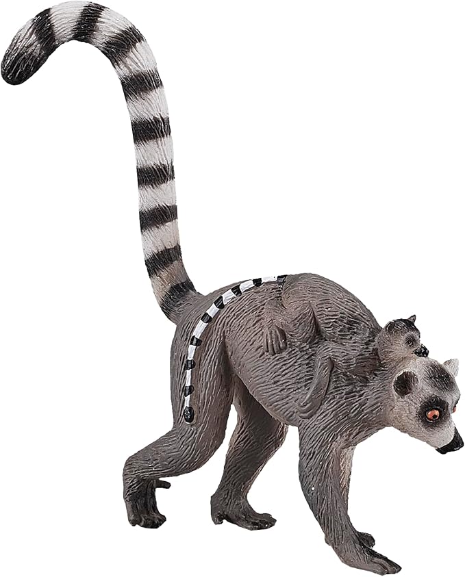 Mojo Fun 387237 Lemur with Baby Realistic Wildlife Animal Replica Toy Figure