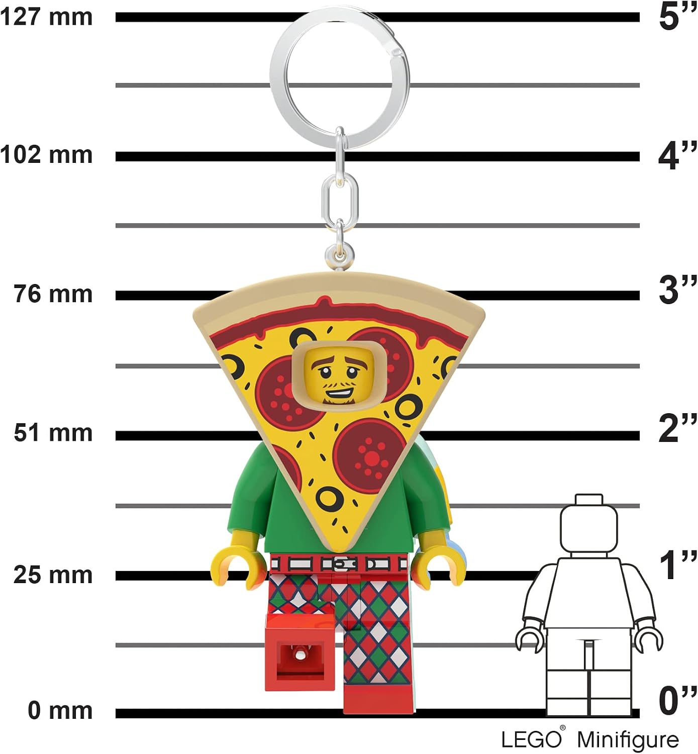 LEGO Minifigures Large 3 Inch Tall Figure Keychain Light - Pizza Costume Guy (KE176H), Bag charm with LED light