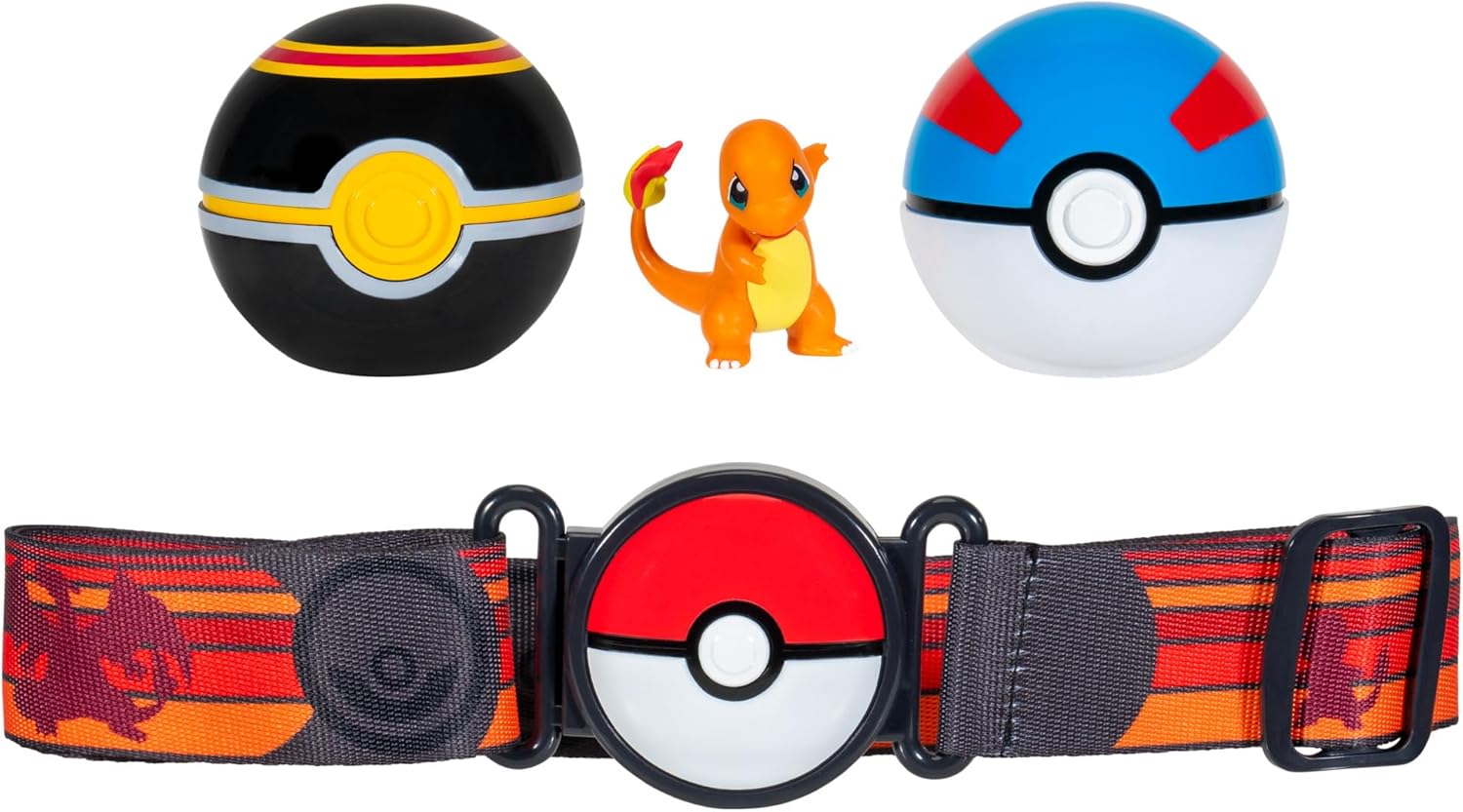 Pokémon Clip 'N' Go Poke Ball Belt Set with Charmander + Luxury Ball + Great Ball, Official Detailed Figures, Action Figure, Become a Pokemon Trainer, 4 Years +