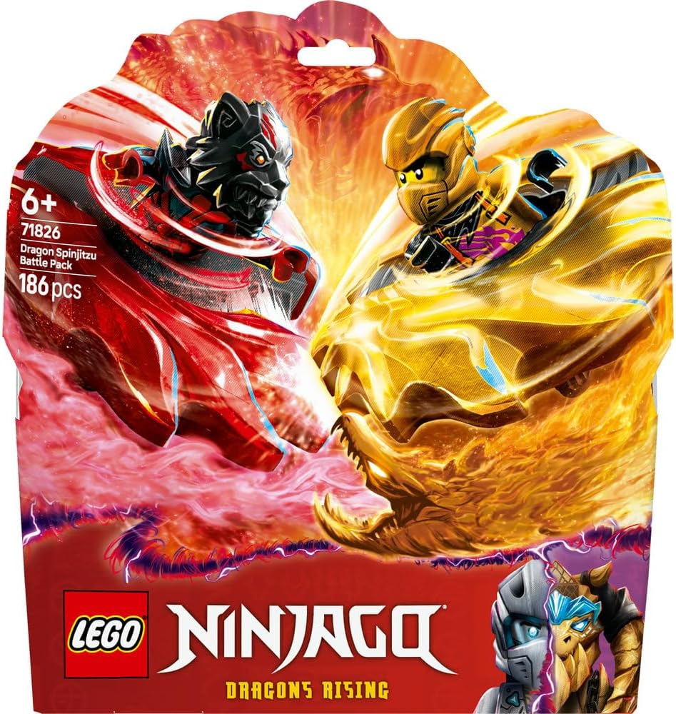 LEGO NINJAGO Dragon Spinjitzu Battle Pack Set with 2 Minifigures, Launchers & Flying Elements - Action Ninja Toy for 6+ Year Old Boys & Girls - Ramadan Gifts for Dragons Rising TV Show Fans - 71826