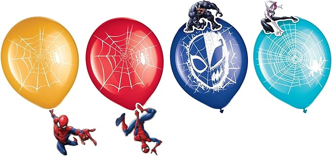 American Greetings Spider Man Balloons, 6-Count, Red/Blue