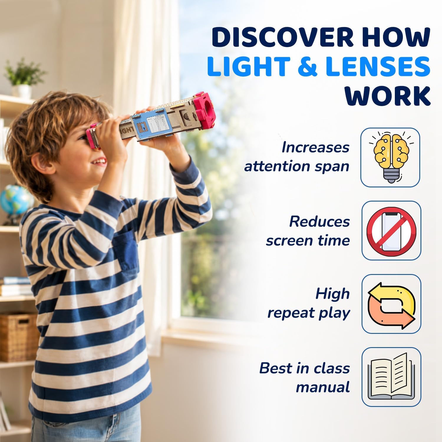 Smartivity Telescope Toy for Kids Age 8, 9, 10, 11, 12, 13, 14 Years Old | Measure Height & Distance | Birthday Gift for Boys & Girls | DIY Science Toys for Kids 8-14 Years
