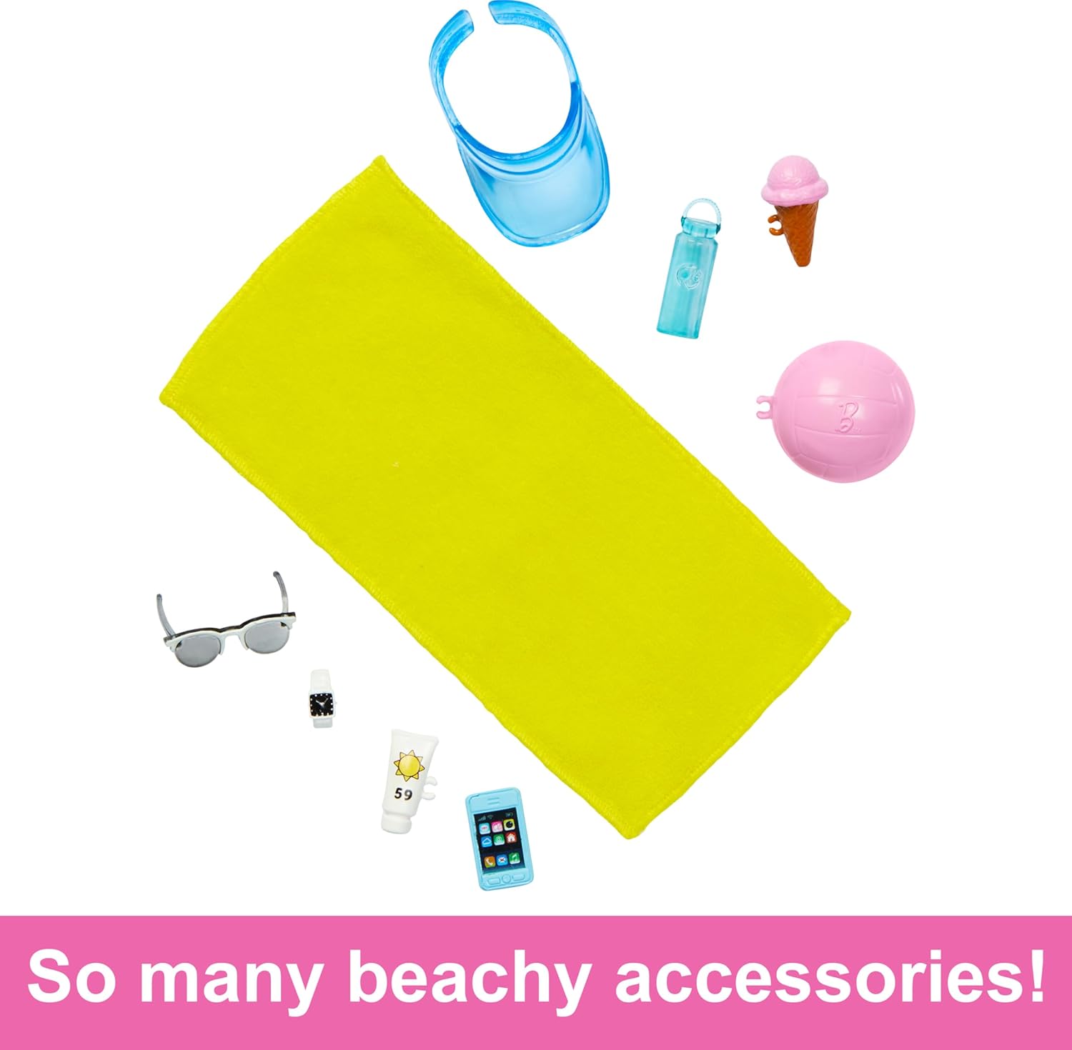 Barbie Blonde Ken Doll with Blue Button-Down and Swim Trunks, Beach-Themed Accessories for Imaginative Role Play, Ages 3+