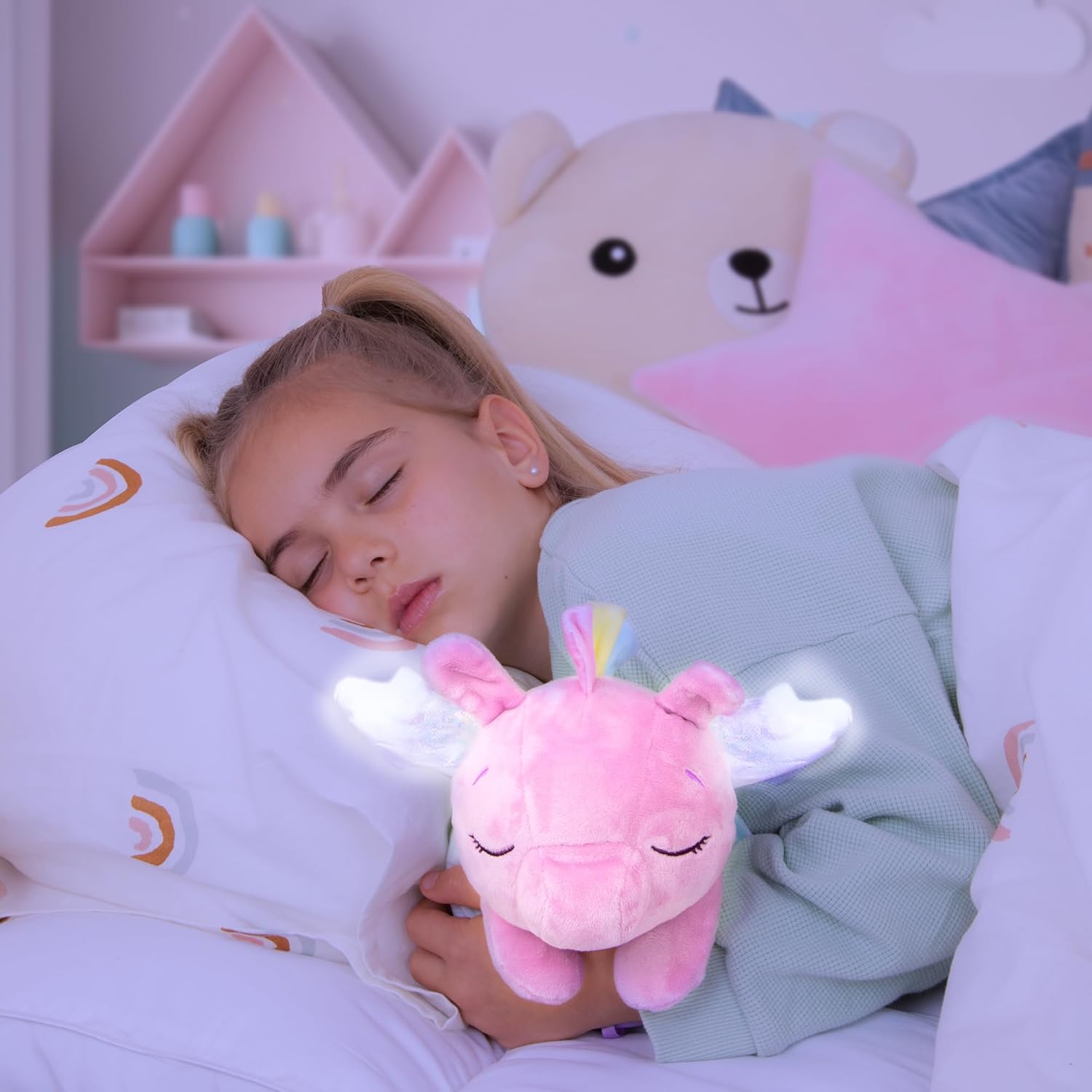 Cry Babies Goodnight Friends Luna and Poppy, 2 In 1, With Light up Wings, 5 Soothing Lullabies, Baby Doll, Pretend Play, Roleplay, 1 Years+