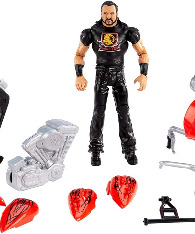 مركبة ريكين سلام للدراجات النارية من WWE، مجسم درو ماكنتاير، مجسم مفصلي بعشرة رؤوس، لعبة دراجة نارية بريكاواي، مناسبة للأعمار من 6 سنوات فما فوق