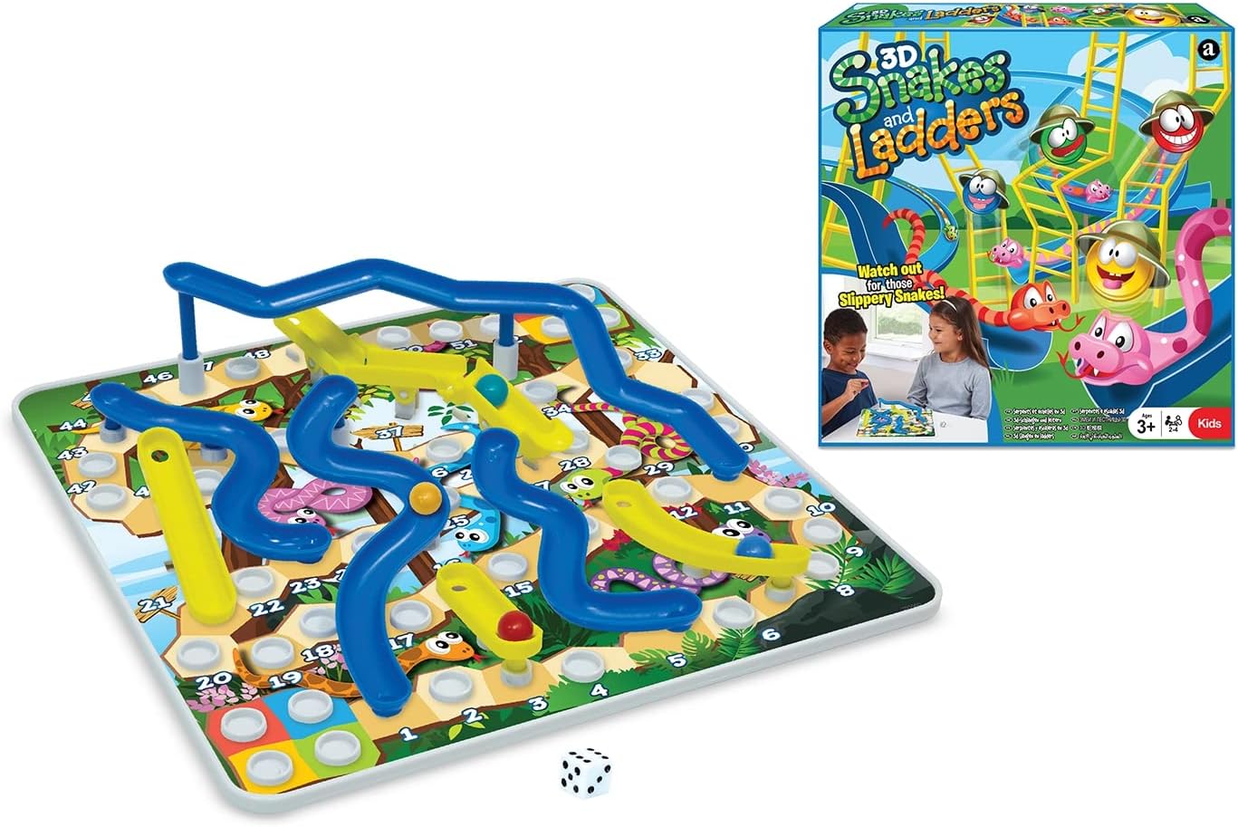 3D Snakes & Ladders Board Game for Kids, Family Fun, Ages 4+