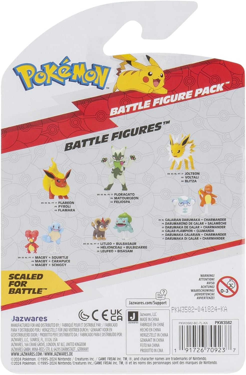 Pokemon Battle Figure Galarian Darumaka & Charmander, Official Detailed Action Figures, Play Figurines for Kids, Toy Gift