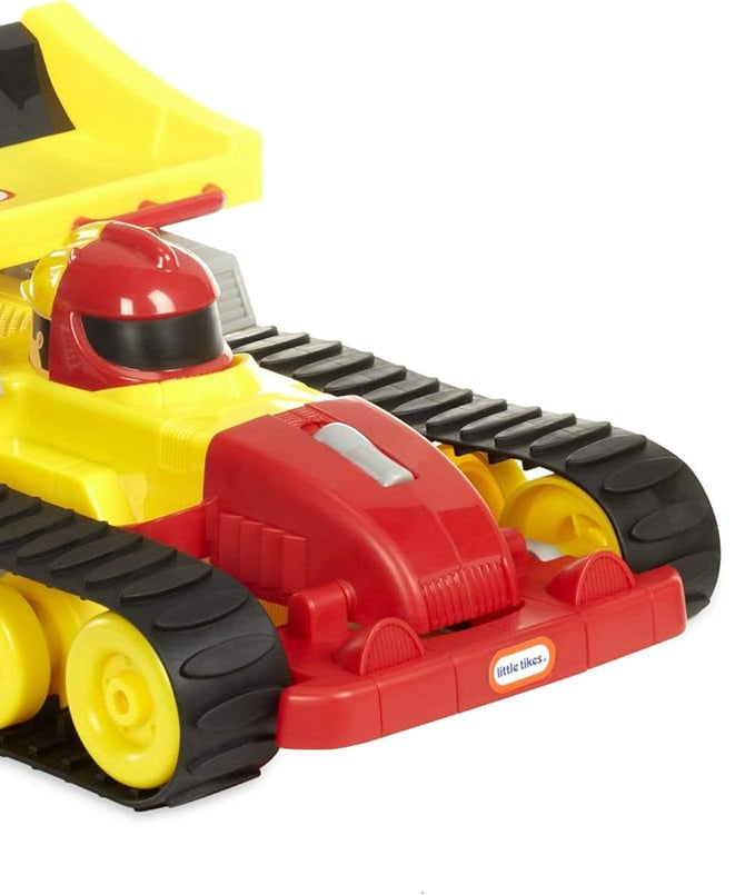 سيارة ليتل تايكس ريسر جرافة ريسر 2 في 1 تعمل بالتحكم عن بعد، جرافة متحولة وسيارة سباق مع وضعي قيادة للأطفال من سن 3 سنوات فما فوق