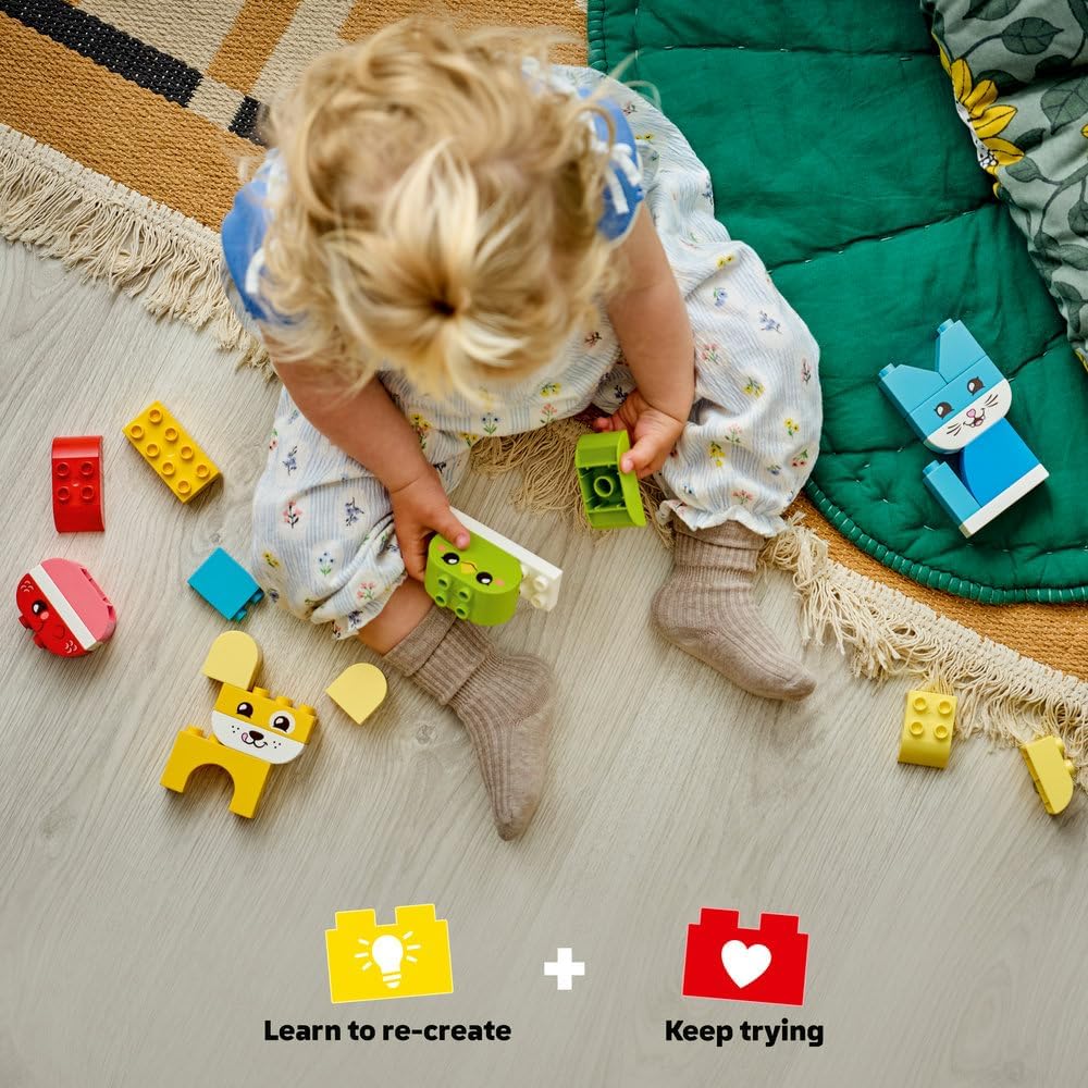 LEGO DUPLO 3 in 1 Creative Cute Pets - Educational Fine Motor Skills Toy for Toddlers - Animal Figures incl. Dog, Cat, Bird & Fish - Birthday Gift for 1+ Year Old Babies, Girls & Boys - 10477