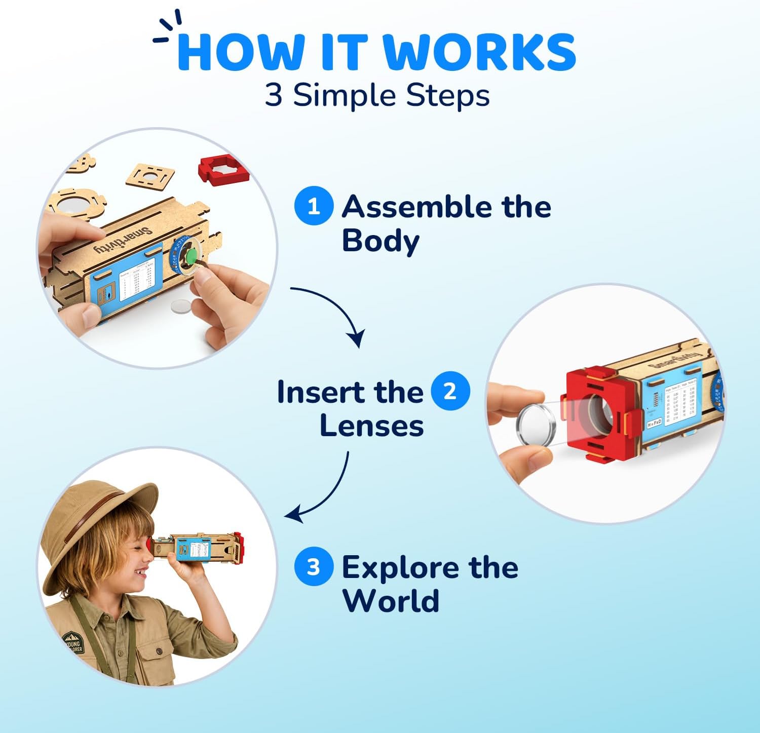 Smartivity Telescope Toy for Kids Age 8, 9, 10, 11, 12, 13, 14 Years Old | Measure Height & Distance | Birthday Gift for Boys & Girls | DIY Science Toys for Kids 8-14 Years