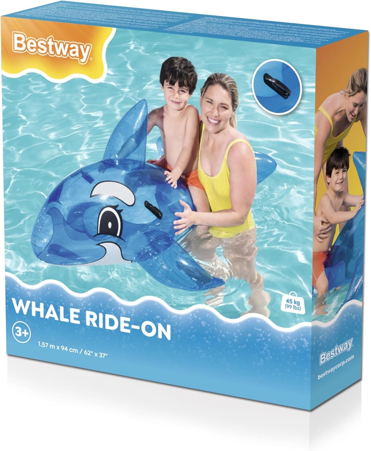 Bestway 62" X 37"/1.57M X 94Cm Whale Ride-On