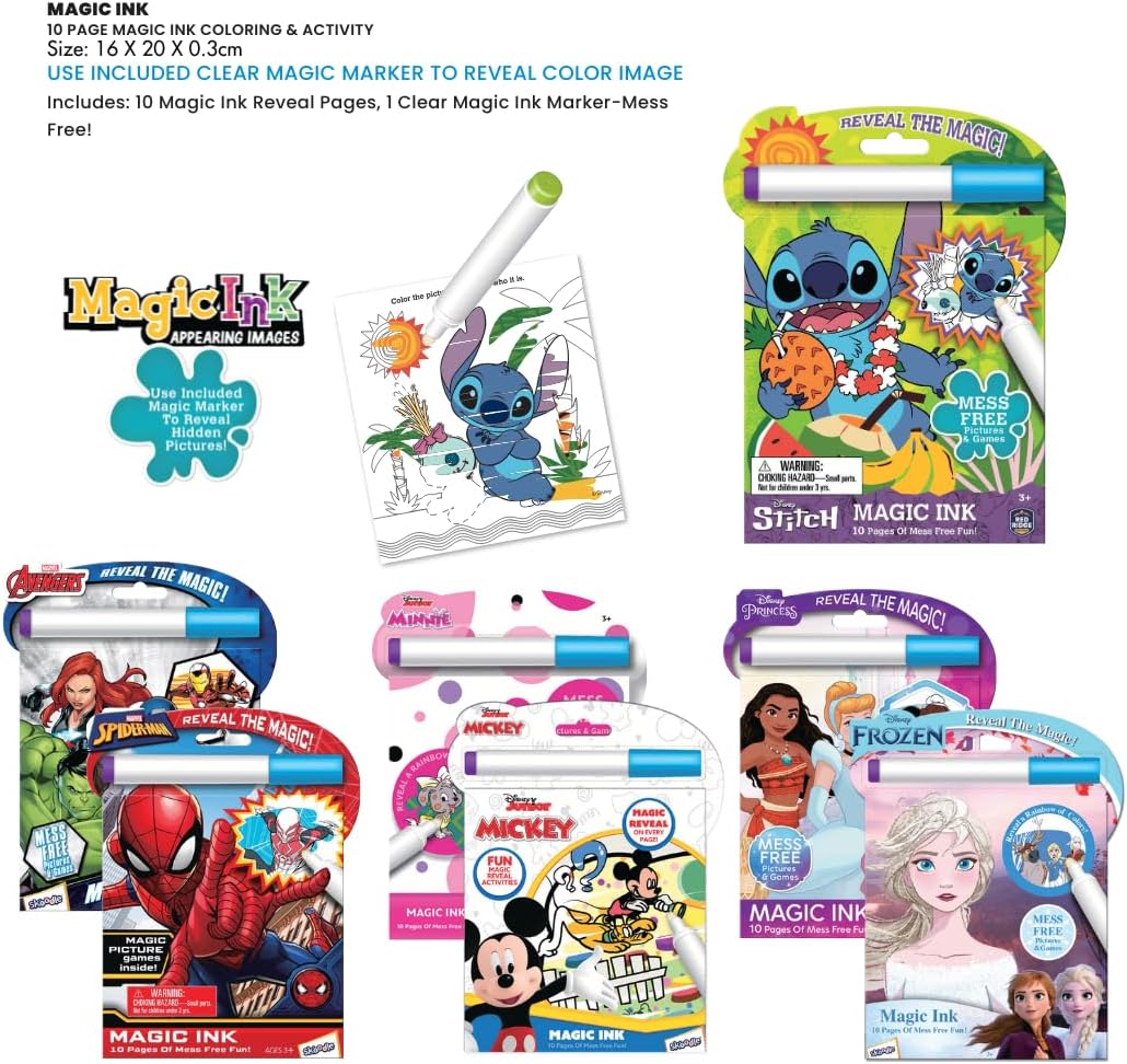 Skoodle Stitch Disney Magic Ink Activity Book with Mess-Free Marker for Kids, Multicolor