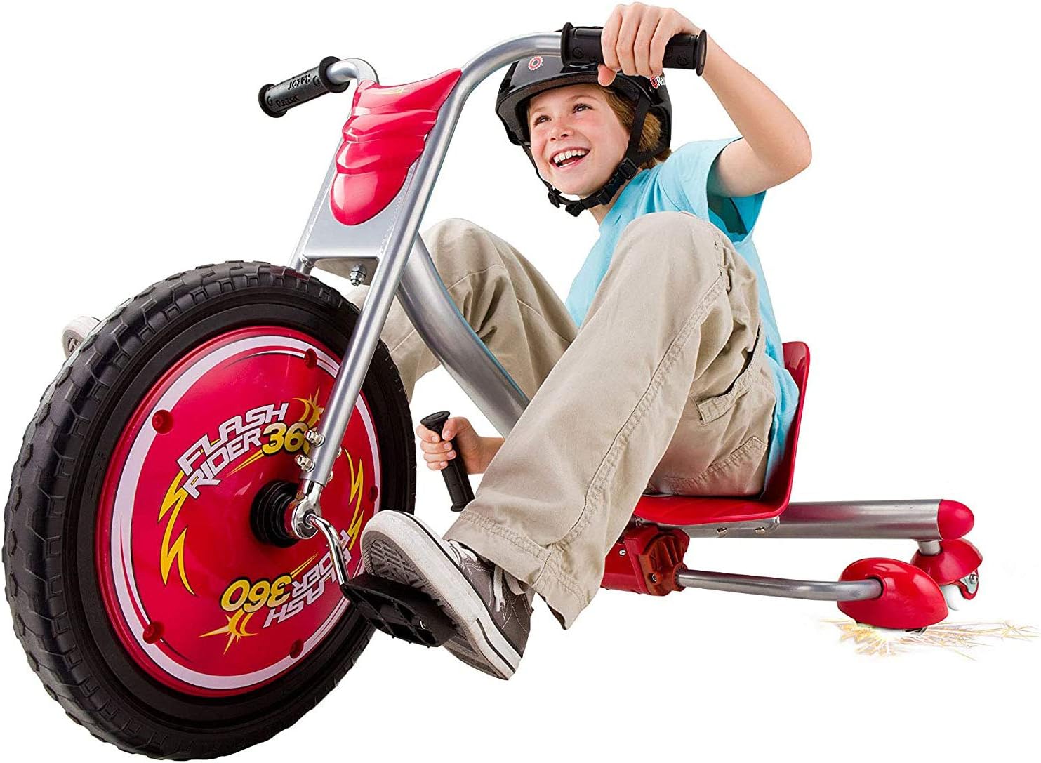 Razor FlashRider 360 Caster Trike for Kids, Spark Bar, Dual Inclined Wheels, MX-Style Handlebars, Steel Frame, Drifting and Spinning Ride-On Toy for 6+ Kids