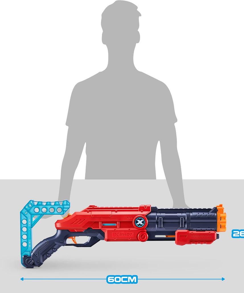 مسدس سهام XSHOT Excel Vigilante أحمر من الفوم، مزود بمضخة مزدوجة الماسورة، سريع الإطلاق، يتضمن 24 سهمًا و4 أهداف، بمخزون قابل للتعديل، مدى طويل 90 قدمًا، لعبة قتال للأطفال والمراهقين والبالغين