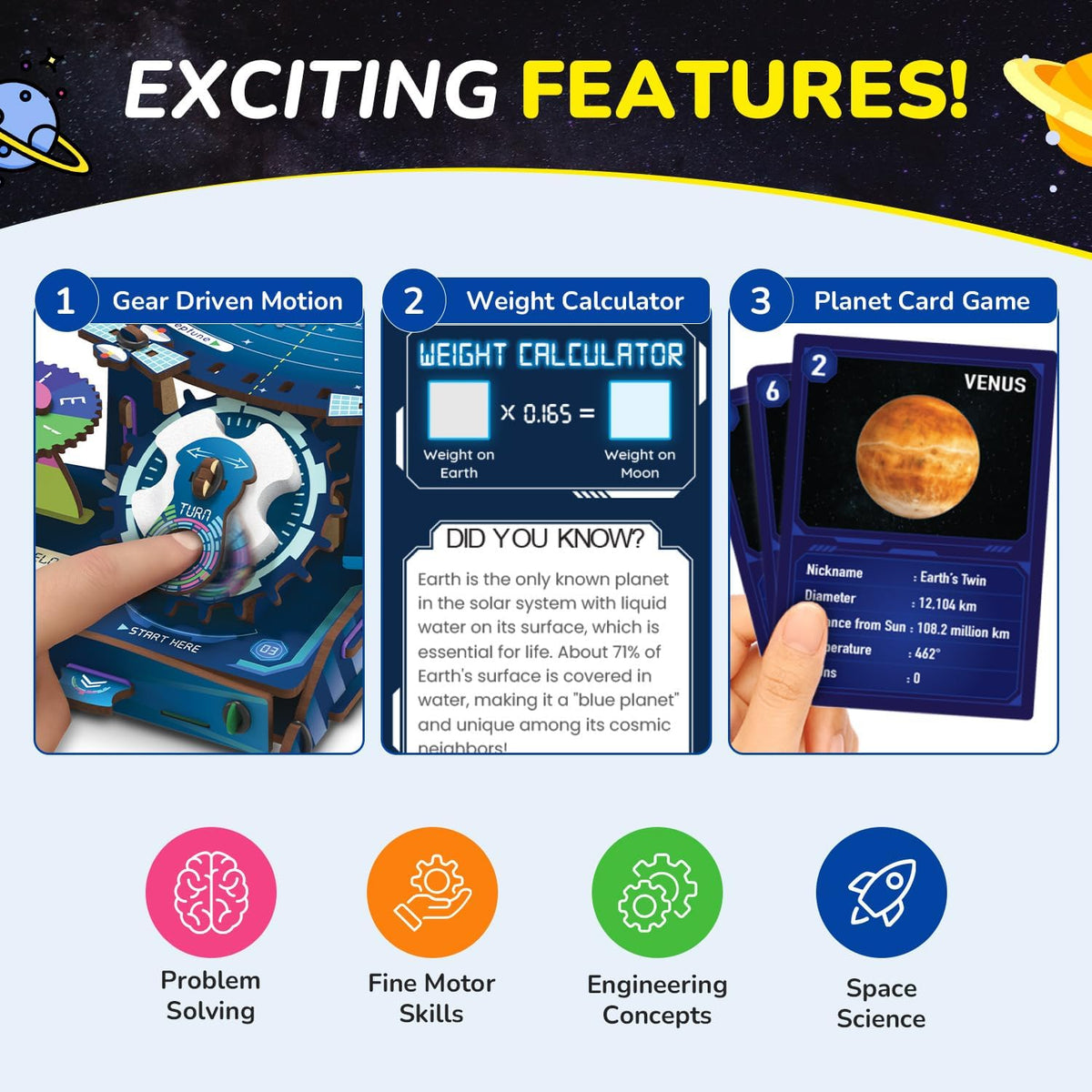 Smartivity DIY Solar System Kit | Gear-Driven Working Model of Planets | Birthday Gift for Boys & Girls 8-14 YearsI Build, Rotate & Explore Astronomy | Learn Solar System & Science Facts