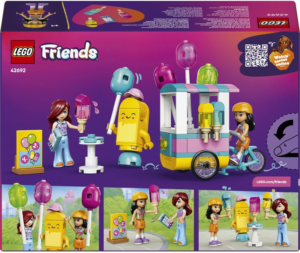 LEGO Friends Ice Cream & Balloon Stand - Toy Shop w/a Bike, 2 Mini Dolls, Play Food Accessories & Ice Pop Mascot - Birthday Gift for 6+ Year Old Girls - 42692