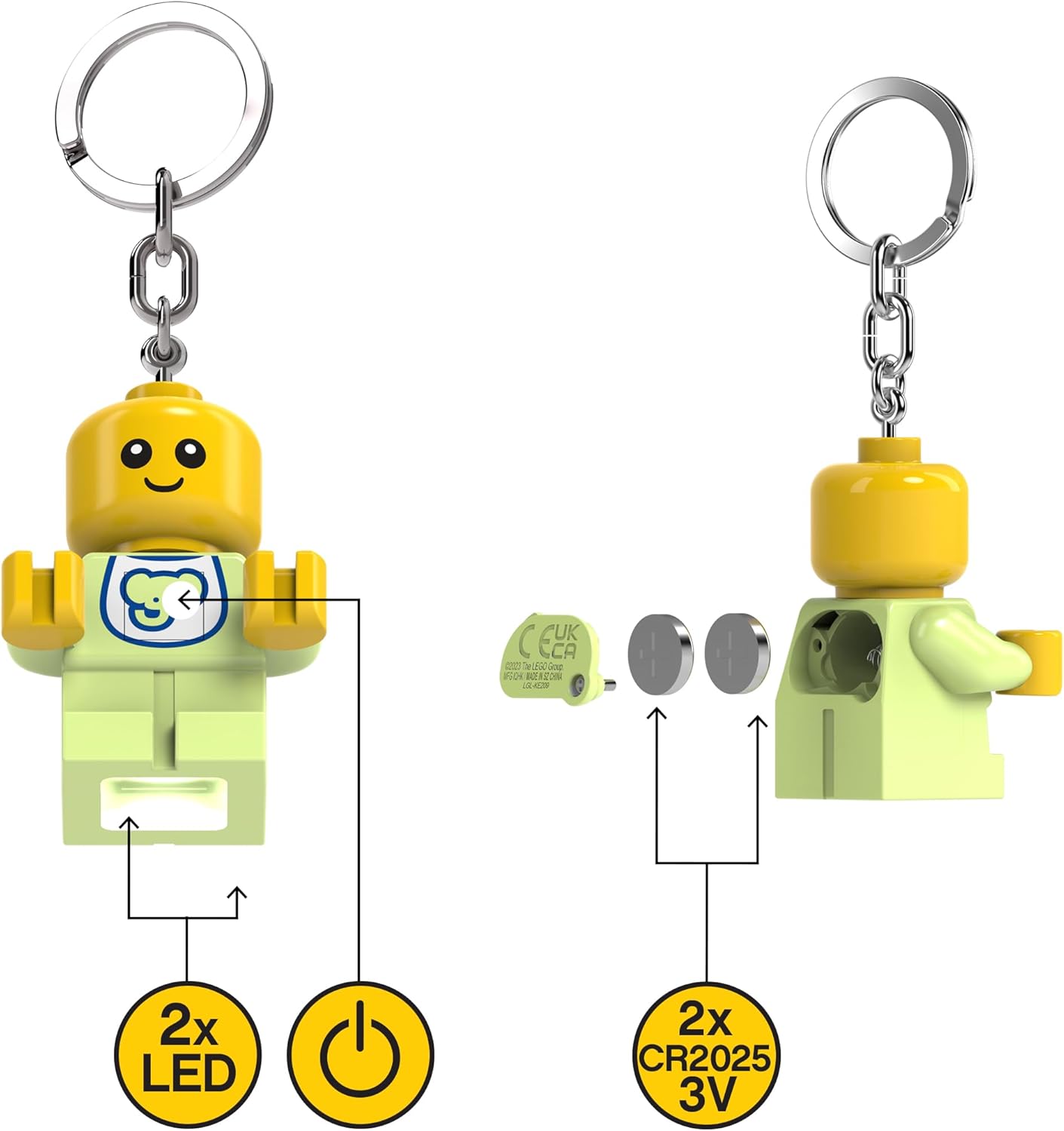 LEGO Minifigures - Large 2.25 Inch Tall Figure Keychain Light - Baby (KE209H), Multicolor, Large - 2 inches tall