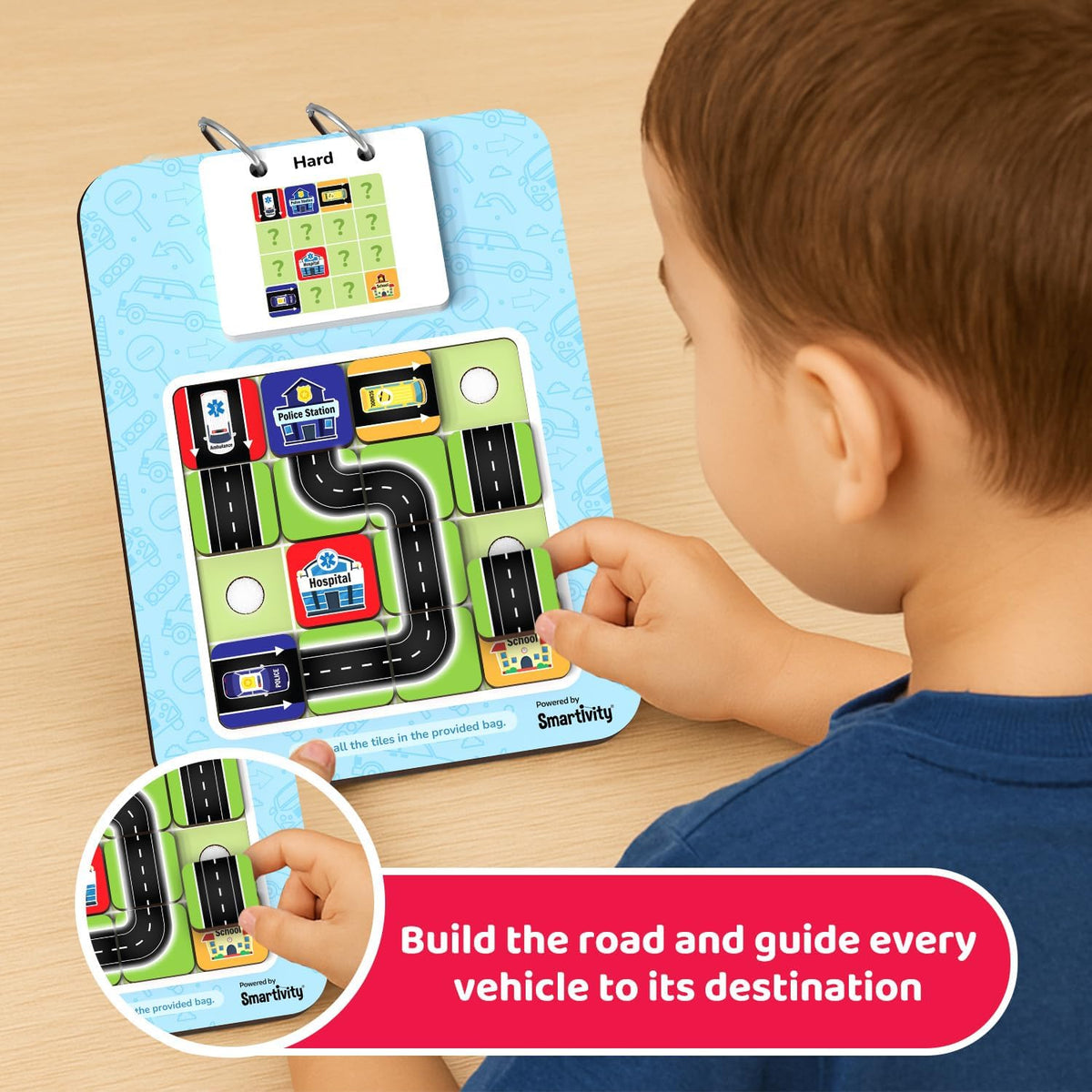 Smartivity Path Maker Brain Puzzle for Kids 4-8 Years Old I Guide Vehicles to Their Destination - 30+ Challenges I Logic & Problem-Solving Puzzle Game for Boys & Girls 4,5,6,7,8 Years