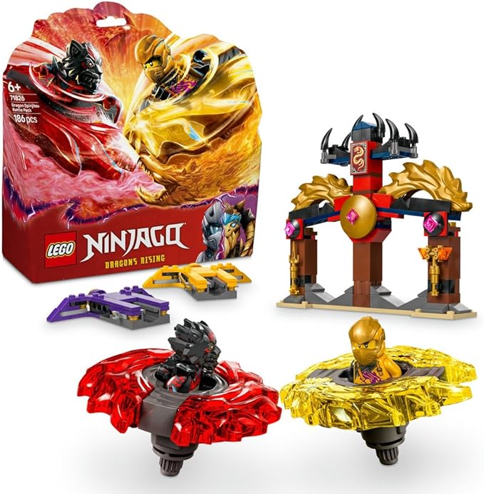 LEGO NINJAGO Dragon Spinjitzu Battle Pack Set with 2 Minifigures, Launchers & Flying Elements - Action Ninja Toy for 6+ Year Old Boys & Girls - Ramadan Gifts for Dragons Rising TV Show Fans - 71826