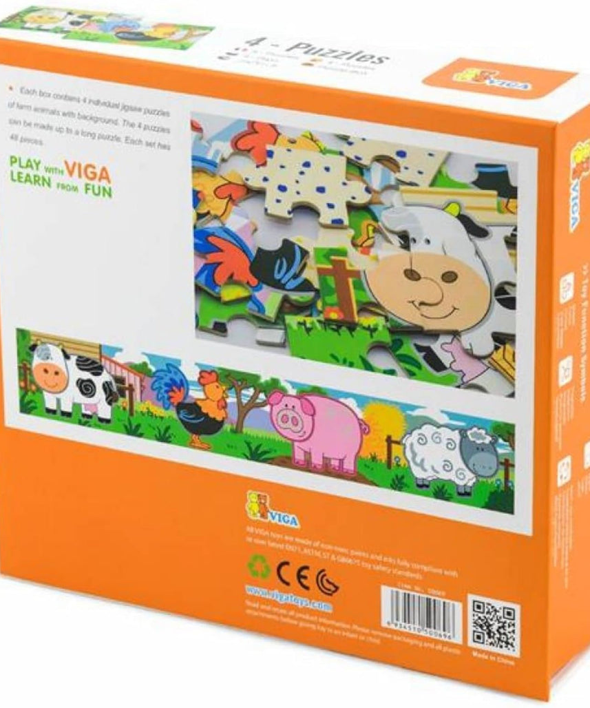 مجموعة فيجا فارم، أحجية الصور المقطوعة من 48 قطعة، لعبة مونتيسوري الخشبية، تنمي المهارات الحسية والإدراكية والحركية الدقيقة، لعبة تعليمية للأطفال غير سامة وصديقة للبيئة، مناسبة للأولاد والبنات من عمر سنتين فما فوق