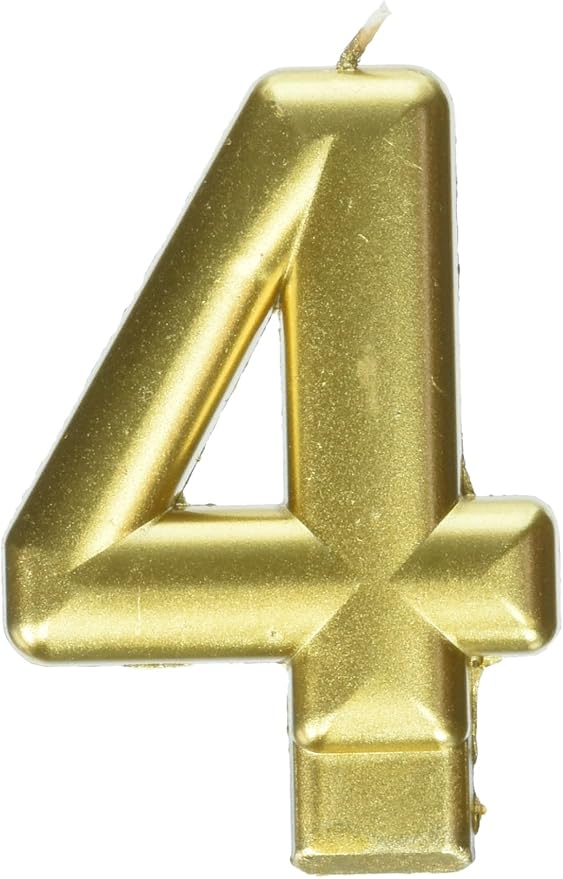 Amscan #4 Metallic Birthday Candle | Gold | Party Supply | 1 piece