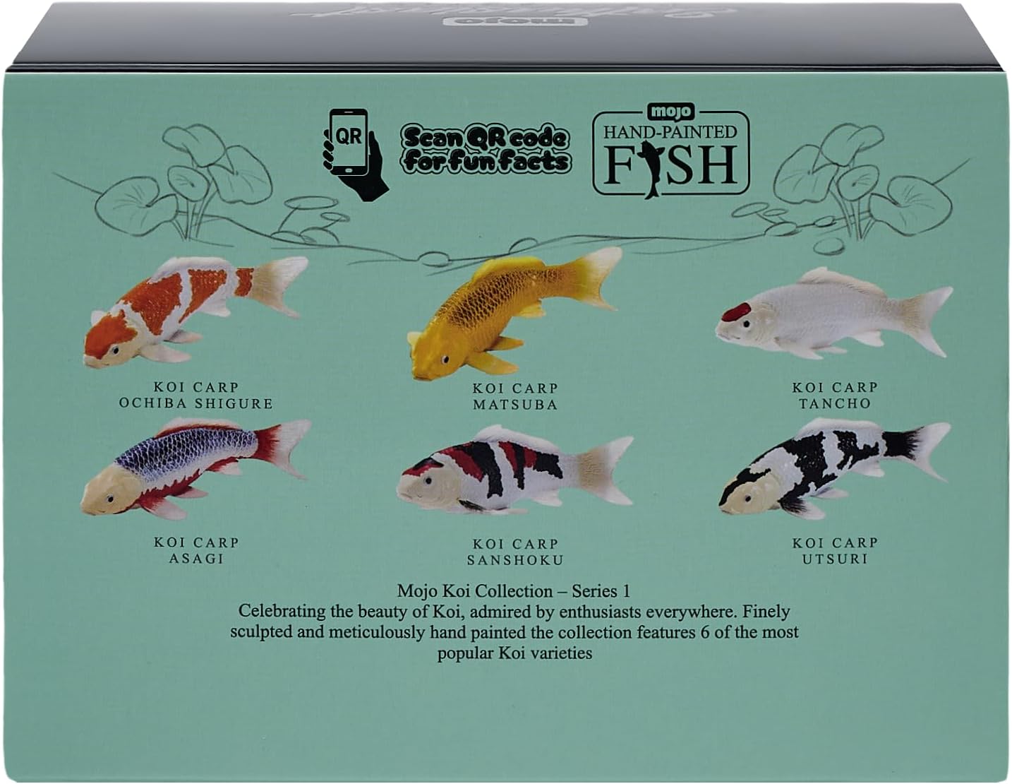 MOJO Ochiba Shigure Koi Carp Figurine, Hand-Painted Japanese Koi Fish, Enthusiast Collection Series 1, Decorative Display Model, Orange and White, Ages 3+