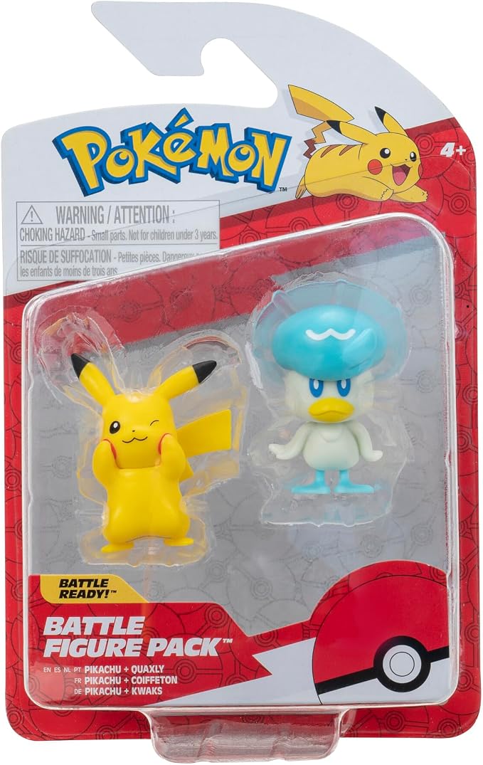 Pokémon PKW3357 Battle Figure Pack - Pikachu & Kwaks Official Detailed Figures 5 cm Each