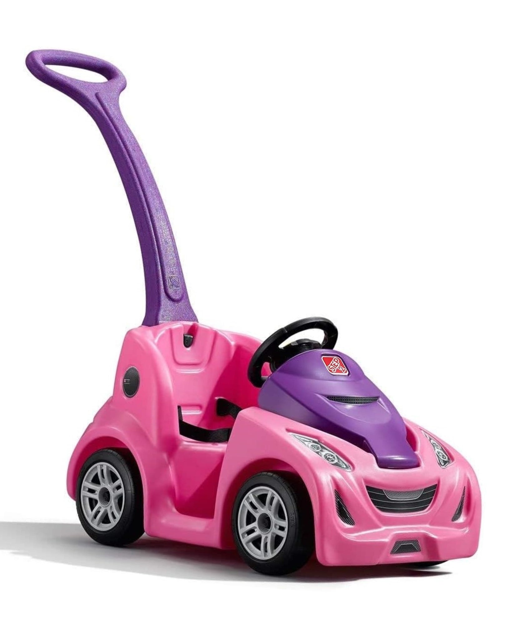 عربة الأطفال ستيب 2 باجي جي تي، مقعد واحد، سهلة التخزين مع حزام أمان وبوق وصندوق تخزين، مناسبة للأطفال من الأولاد والبنات من سن 18 شهرًا فما فوق، باللون الوردي والأحمر والأزرق