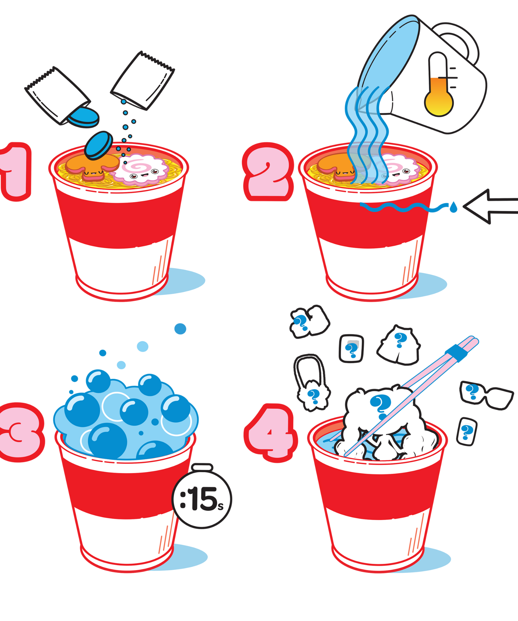 دمية صغيرة قابلة للتجميع على شكل كوب من Just Play Made 2 Order مقاس 4 بوصات مع 10 قطع من الملحقات، و6 أنماط من التماثيل الصغيرة للتجميع، وألعاب غامضة مفاجئة للأطفال من سن 3 سنوات فما فوق