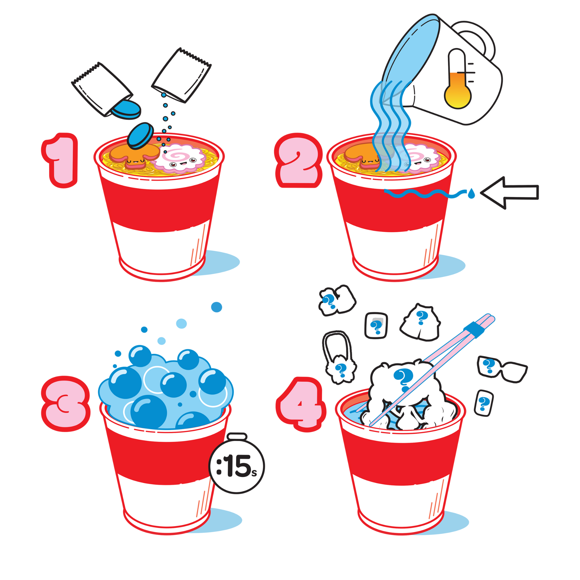 دمية صغيرة قابلة للتجميع على شكل كوب من Just Play Made 2 Order مقاس 4 بوصات مع 10 قطع من الملحقات، و6 أنماط من التماثيل الصغيرة للتجميع، وألعاب غامضة مفاجئة للأطفال من سن 3 سنوات فما فوق