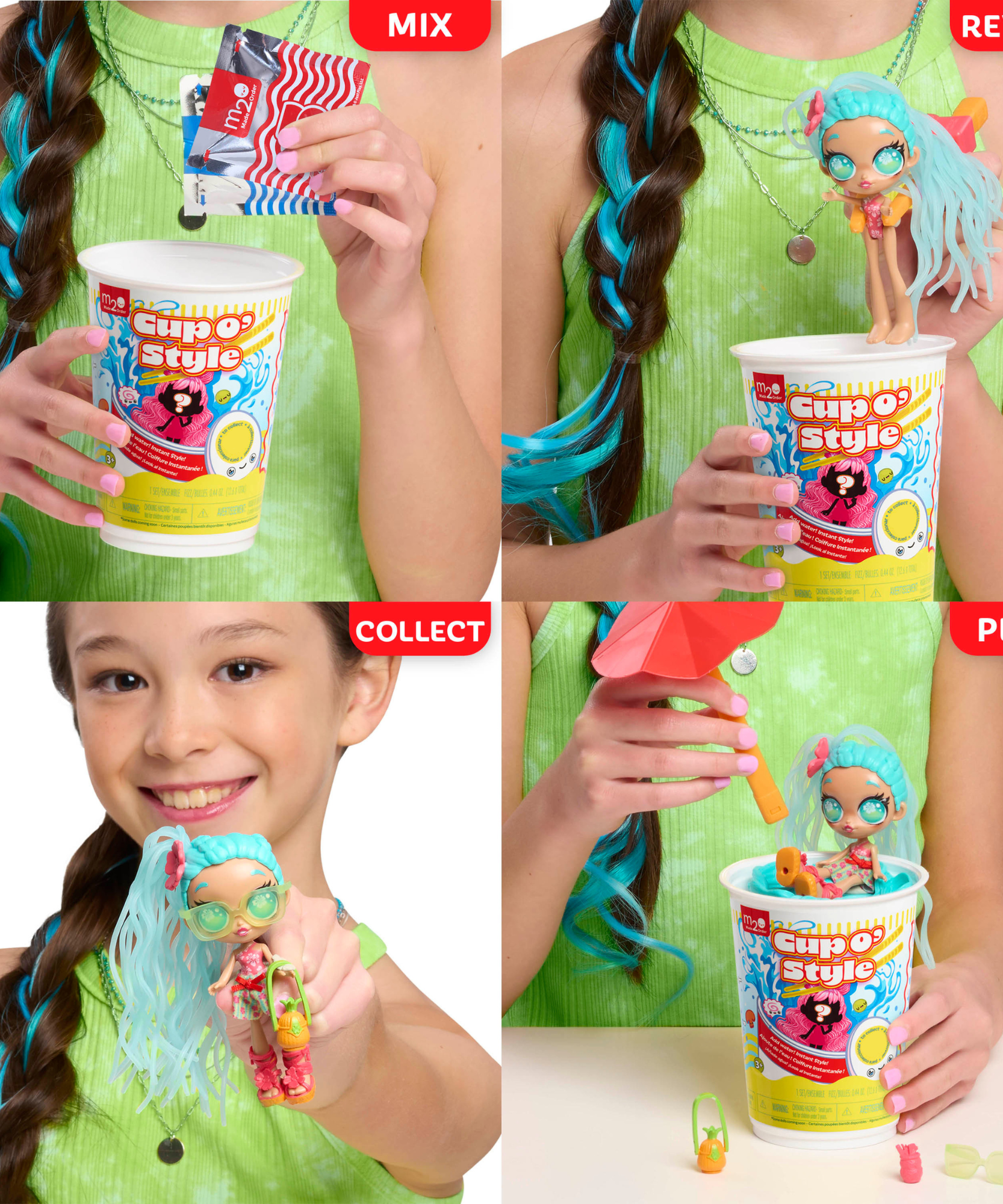 دمية صغيرة قابلة للتجميع على شكل كوب من Just Play Made 2 Order مقاس 4 بوصات مع 10 قطع من الملحقات، و6 أنماط من التماثيل الصغيرة للتجميع، وألعاب غامضة مفاجئة للأطفال من سن 3 سنوات فما فوق