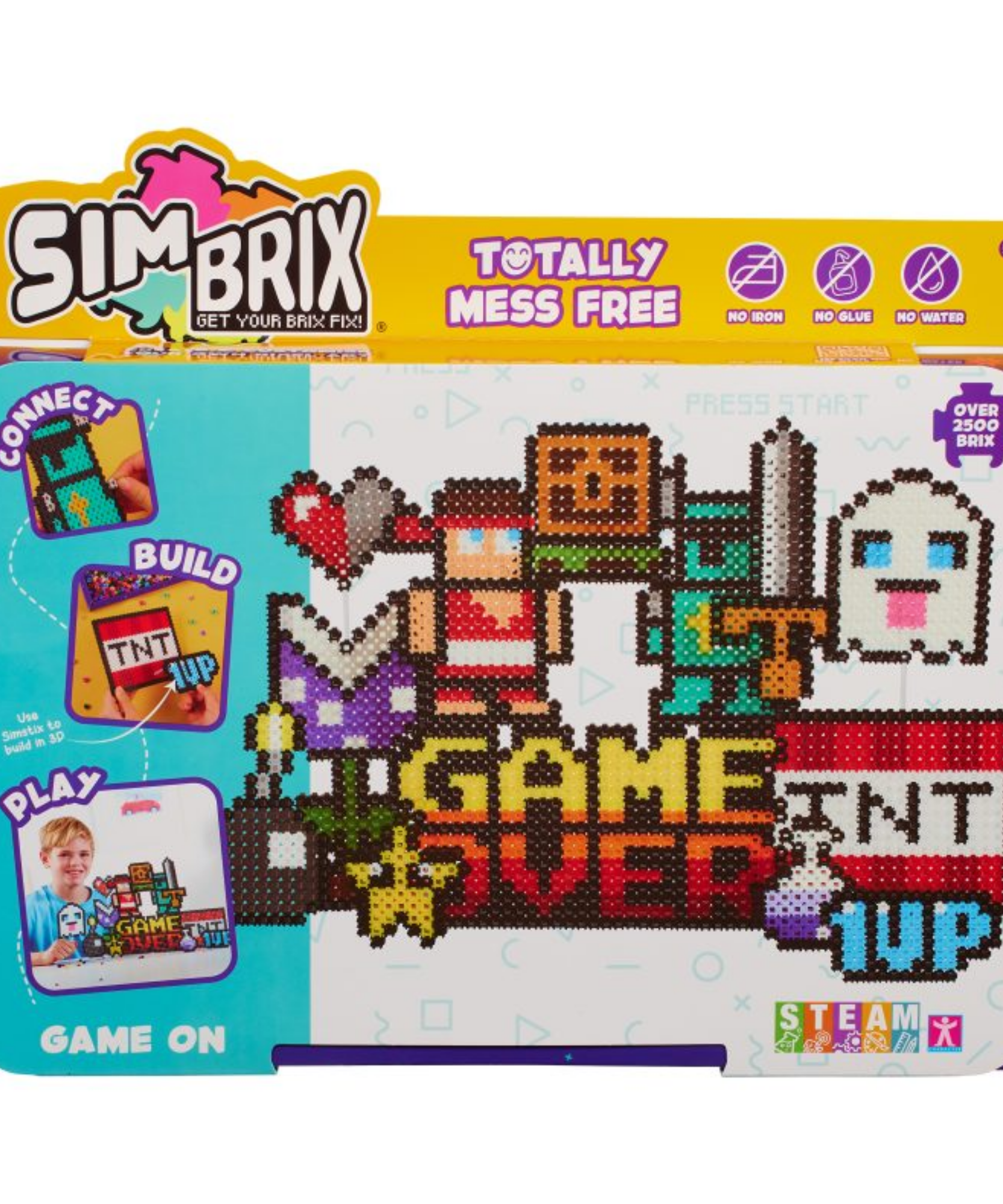 خيارات الشخصيات Simbrix Connect & Wow Game On Pack مع أكثر من 2500 بريكس، لعبة بناء Pixel Arts and Crafts ثنائية وثلاثية الأبعاد، لعبة بناء STEAM إبداعية وخيالية للأولاد والبنات من سن 5 سنوات فما فوق