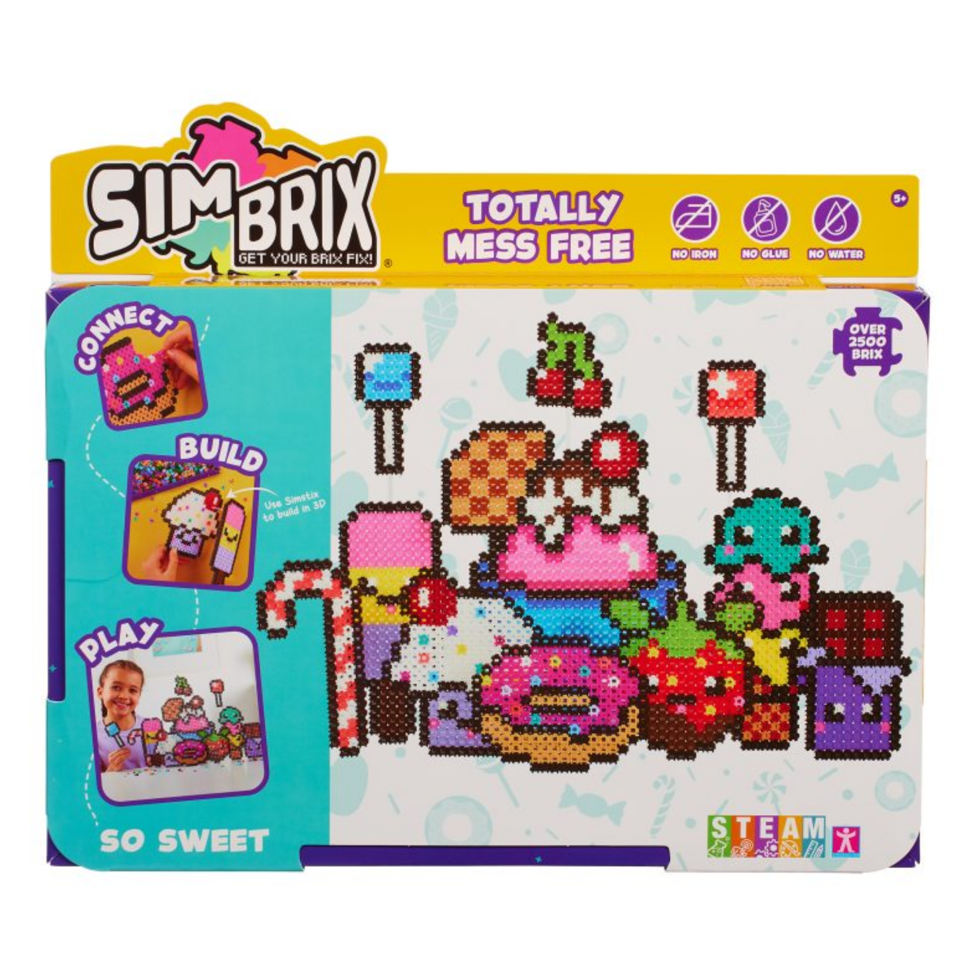 خيارات الشخصيات Simbrix Connect & Wow So Sweet Pack مع أكثر من 2500 بريكس، لعبة بناء Pixel Arts and Crafts ثنائية وثلاثية الأبعاد، لعبة بناء STEAM إبداعية وخيالية للأولاد والبنات من سن 5 سنوات فما فوق