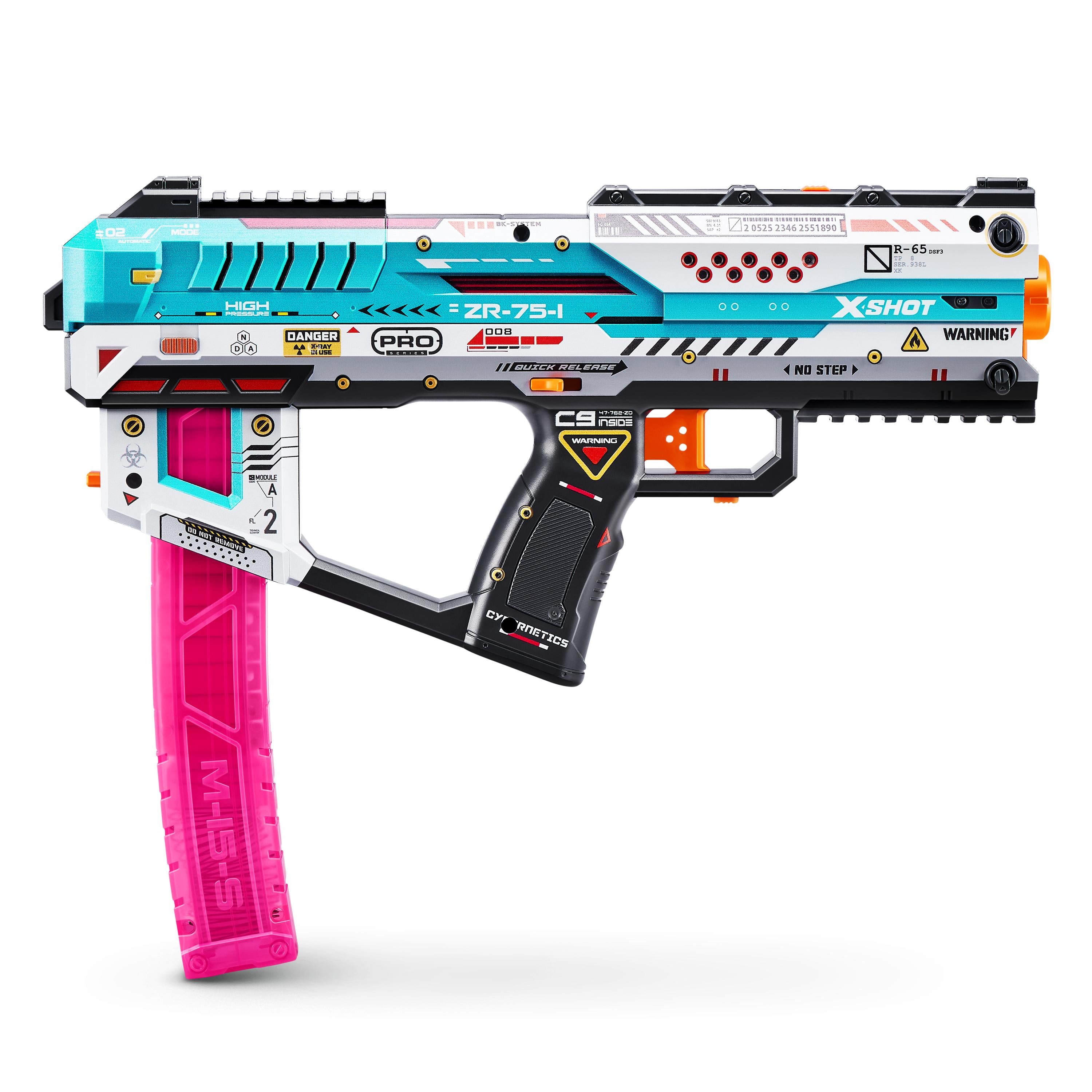 XSHOT Skins Pro Series Fury X Blaster Toy Gun for Boys & Teens, Age 14+, 40 Foam Half Darts, Slam Fire Action, 20-Dart Quick-Release Clip, Air Pocket Technology, 140ft Range