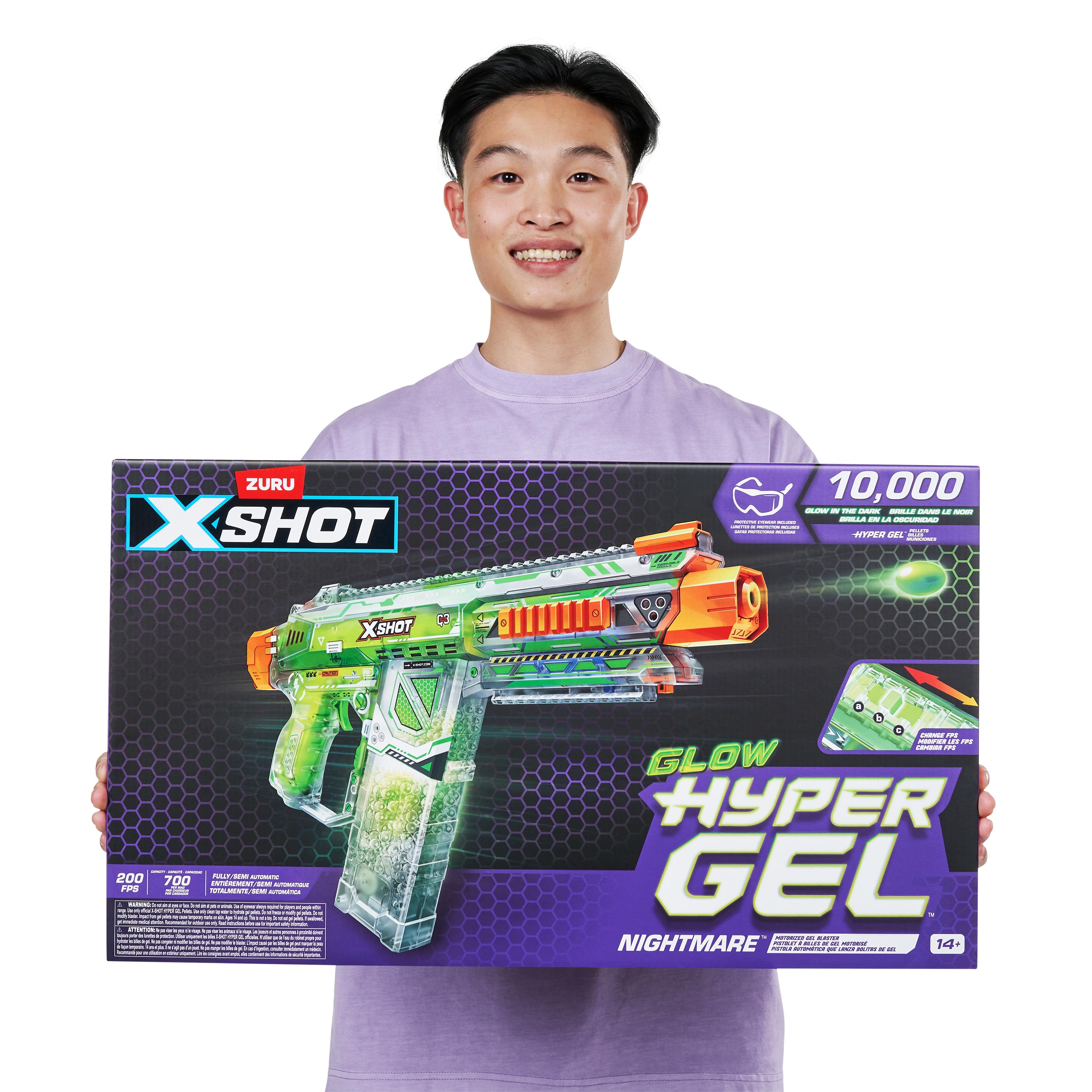 X Shot Hyper Gel Glow In The Dark Large Blaster, Toy Gun for Boys, Age 14+